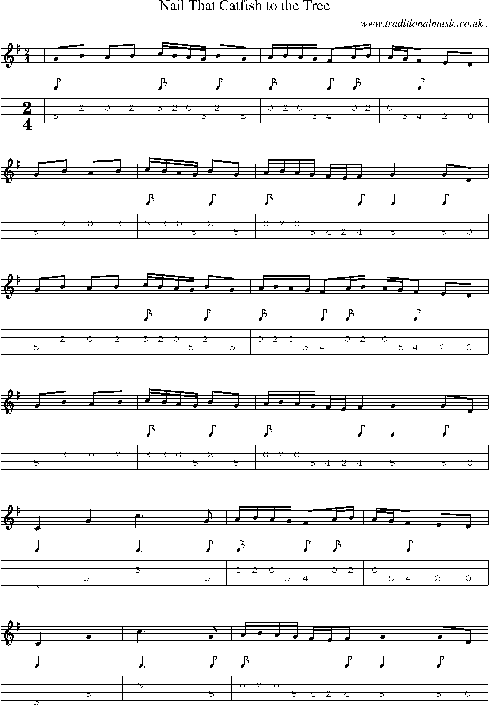 Sheet-Music and Mandolin Tabs for Nail That Catfish To The Tree
