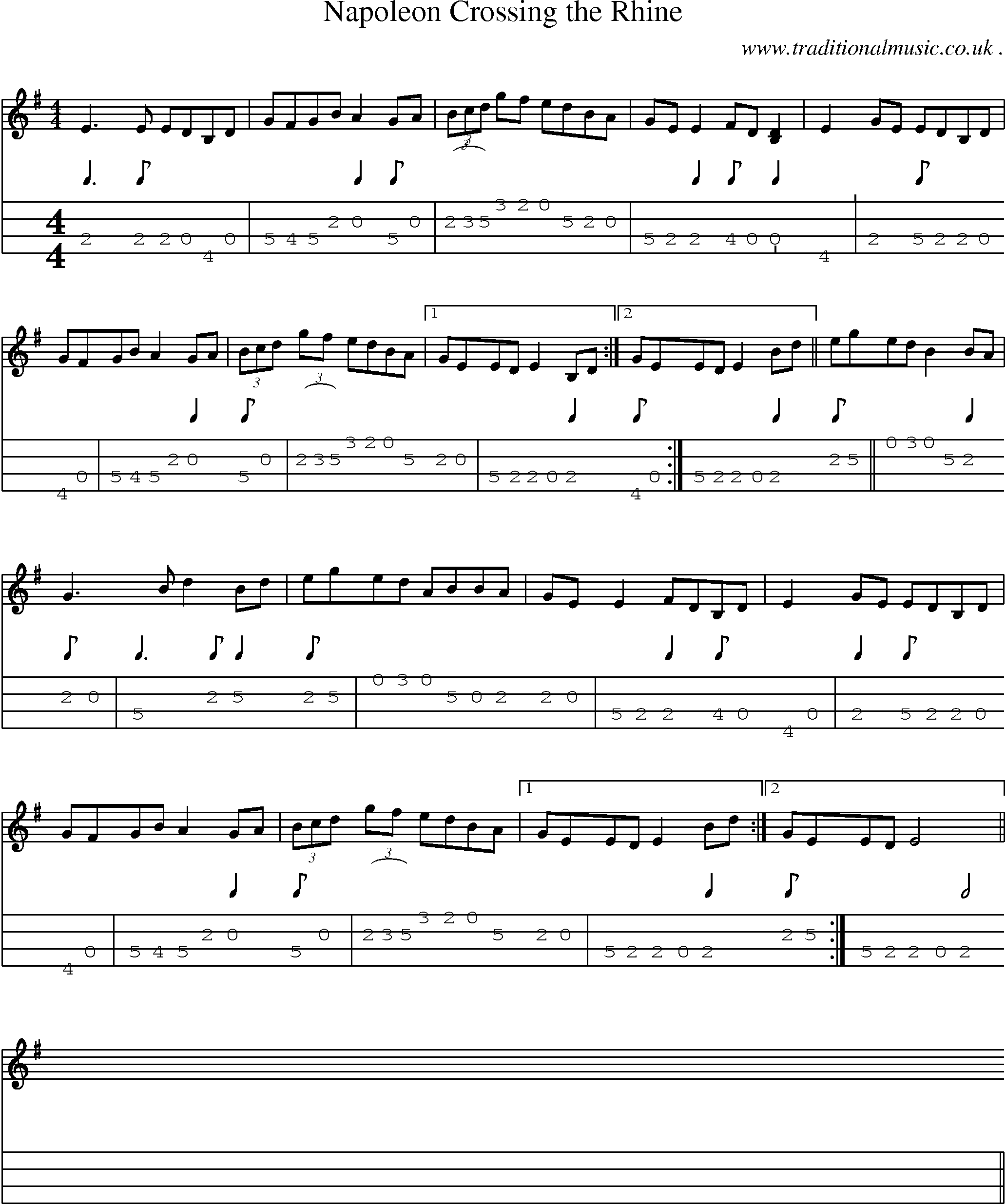 Sheet-Music and Mandolin Tabs for Napoleon Crossing The Rhine
