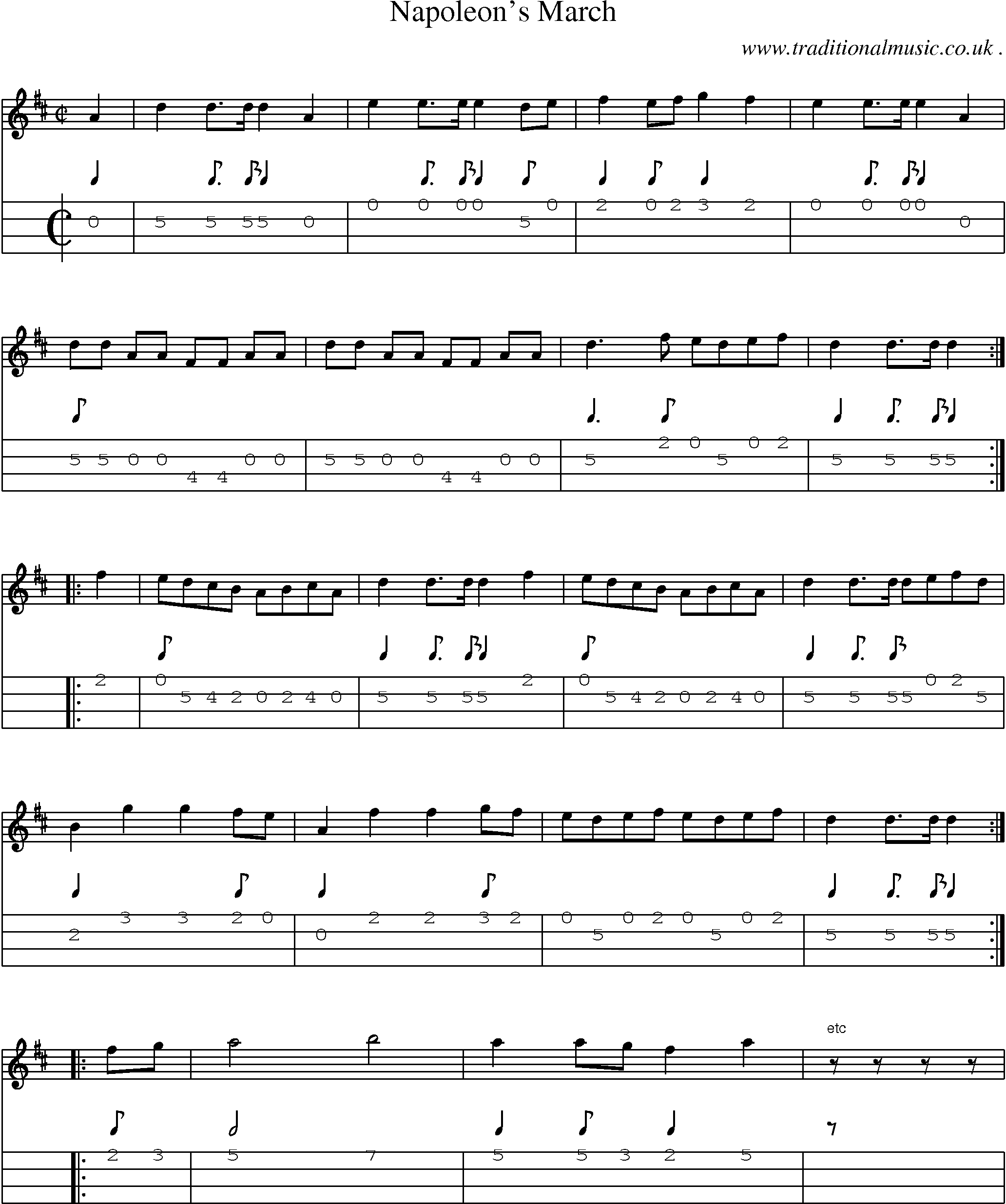Sheet-Music and Mandolin Tabs for Napoleons March