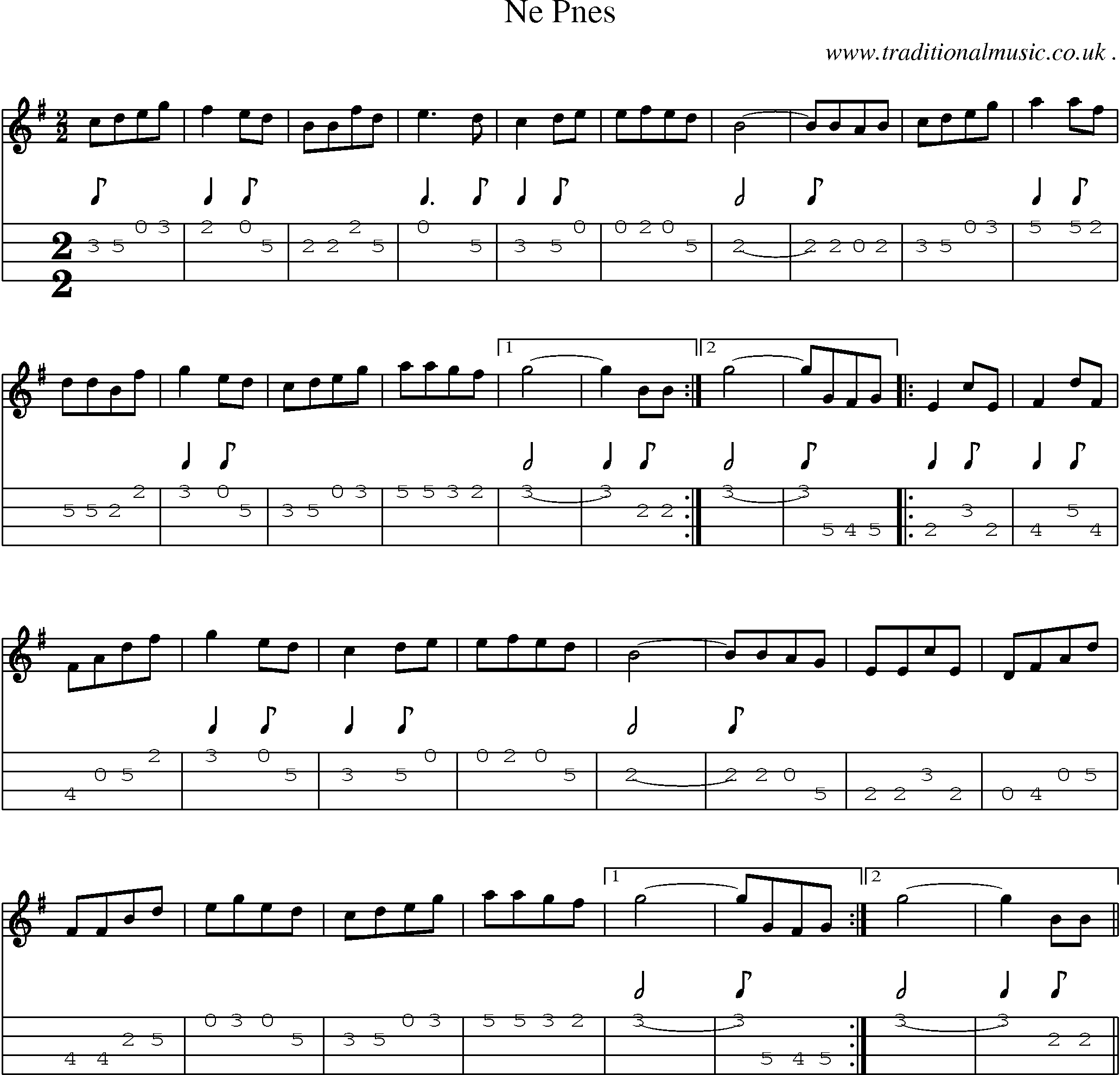 Sheet-Music and Mandolin Tabs for Ne Pnes