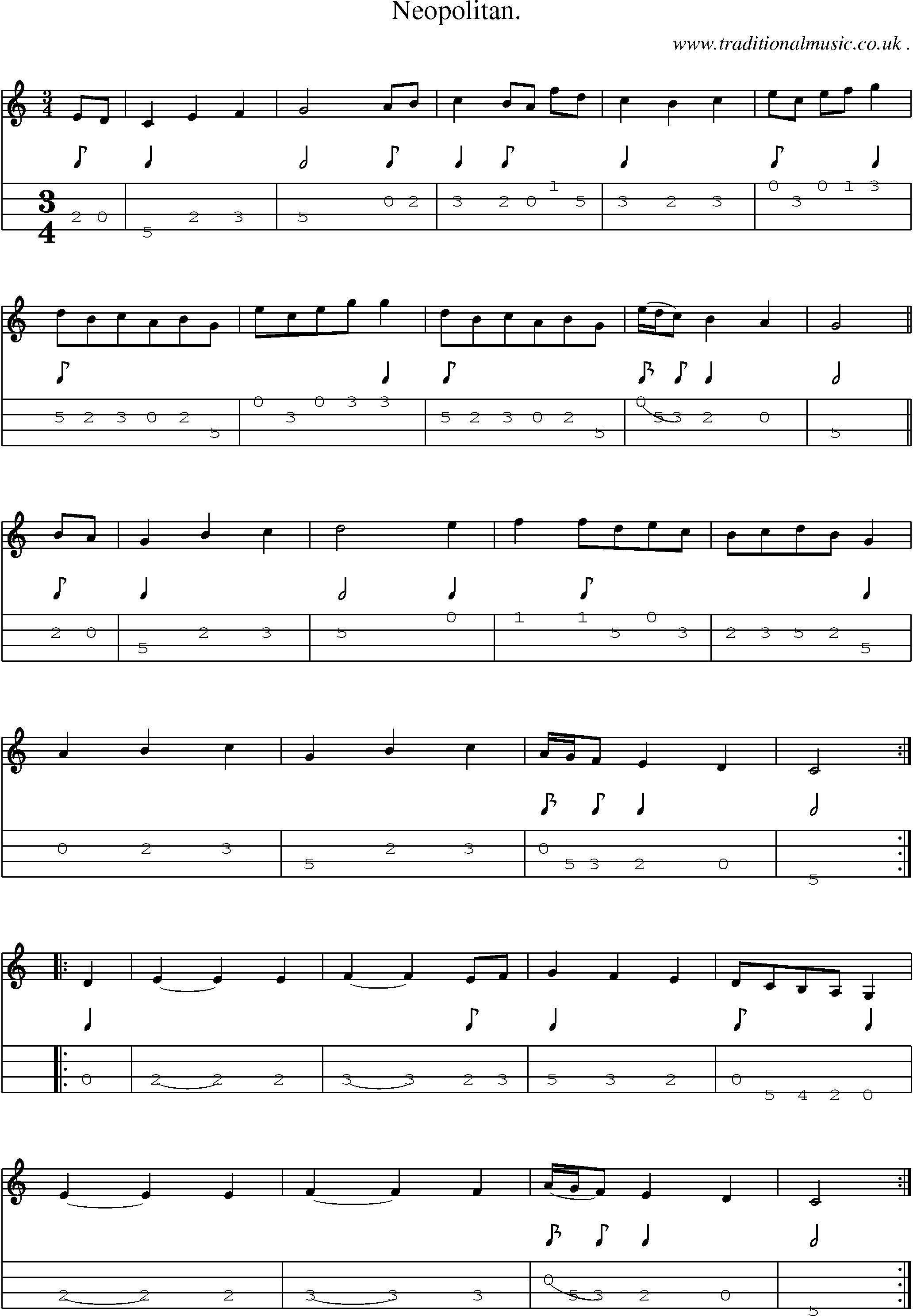 Sheet-Music and Mandolin Tabs for Neopolitan