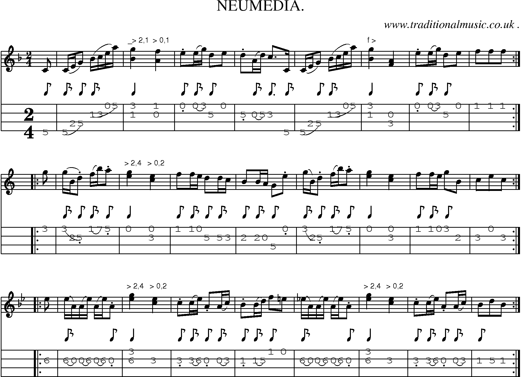 Sheet-Music and Mandolin Tabs for Neumedia