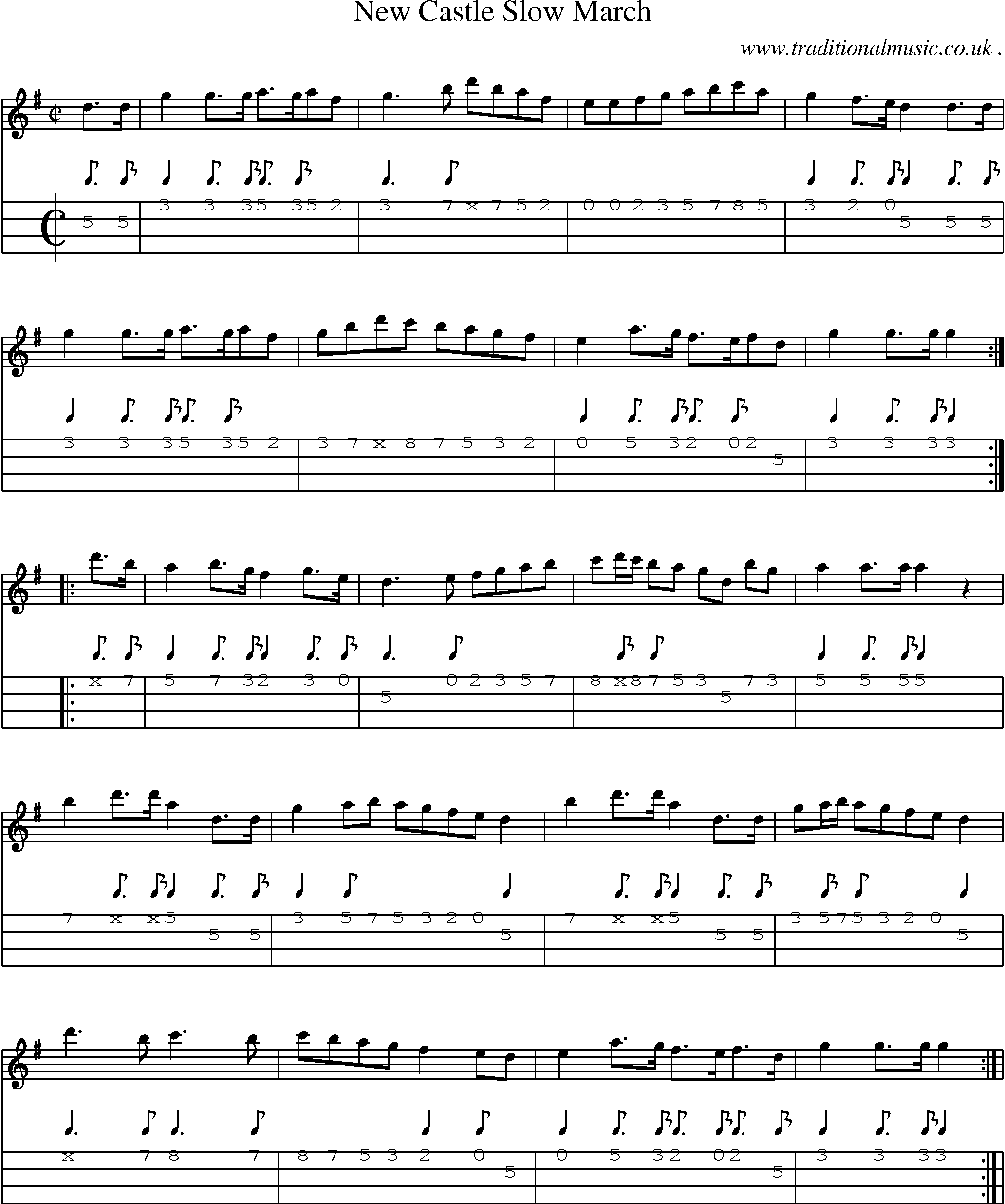 Sheet-Music and Mandolin Tabs for New Castle Slow March