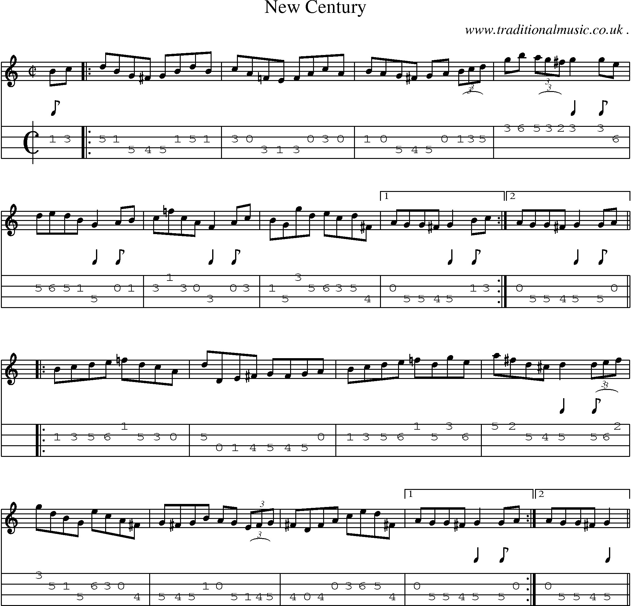 Sheet-Music and Mandolin Tabs for New Century
