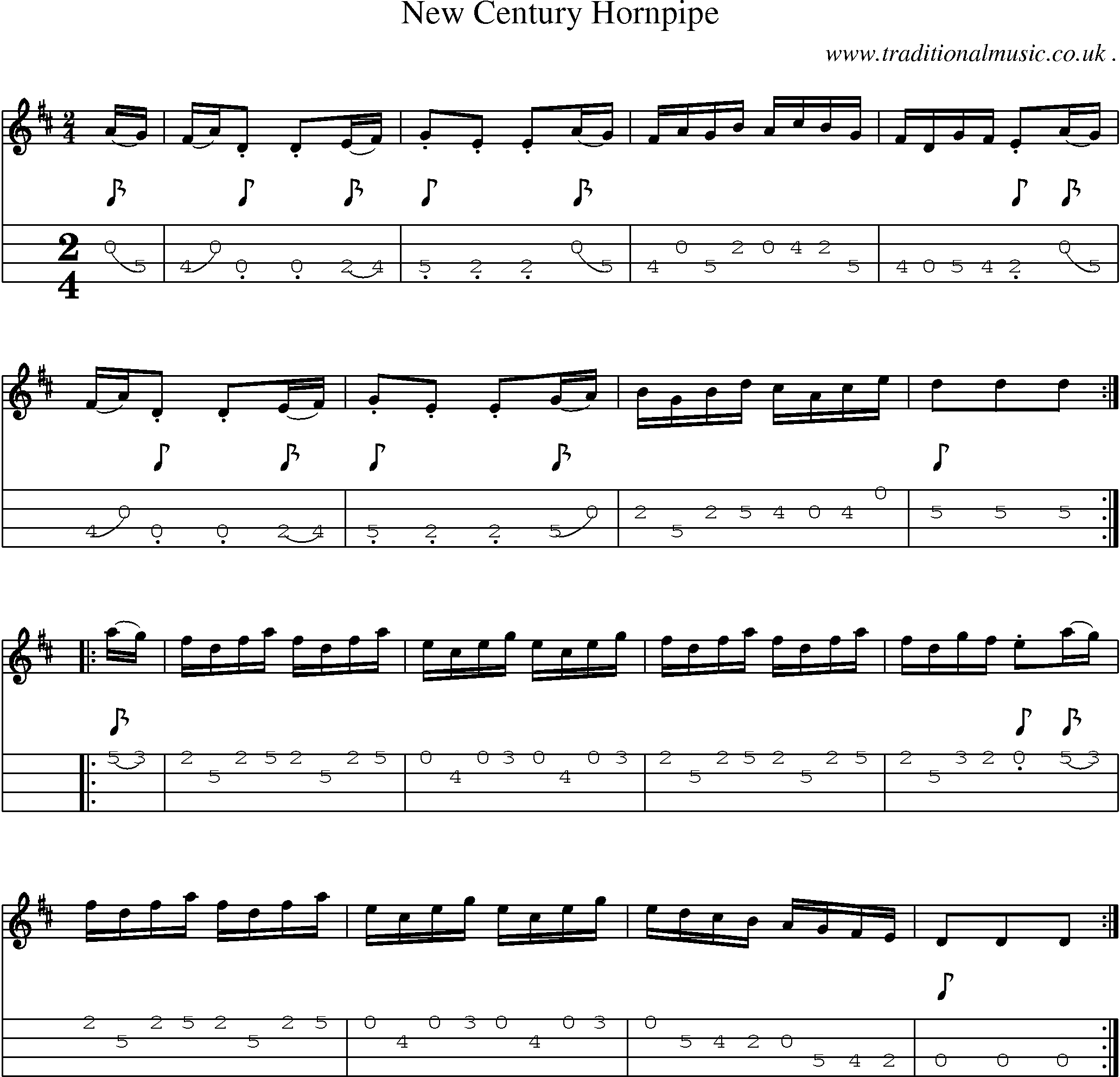 Sheet-Music and Mandolin Tabs for New Century Hornpipe