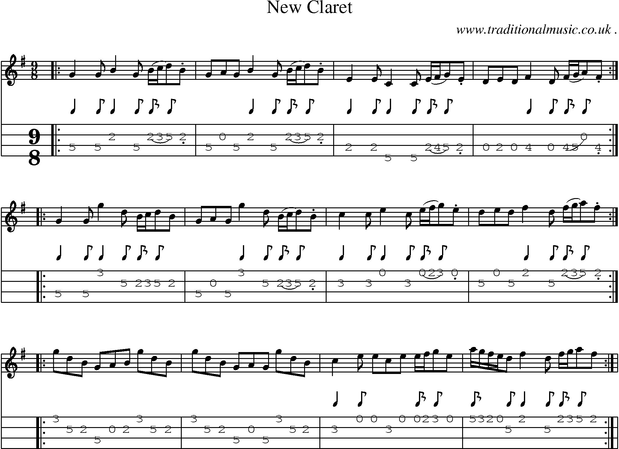 Sheet-Music and Mandolin Tabs for New Claret