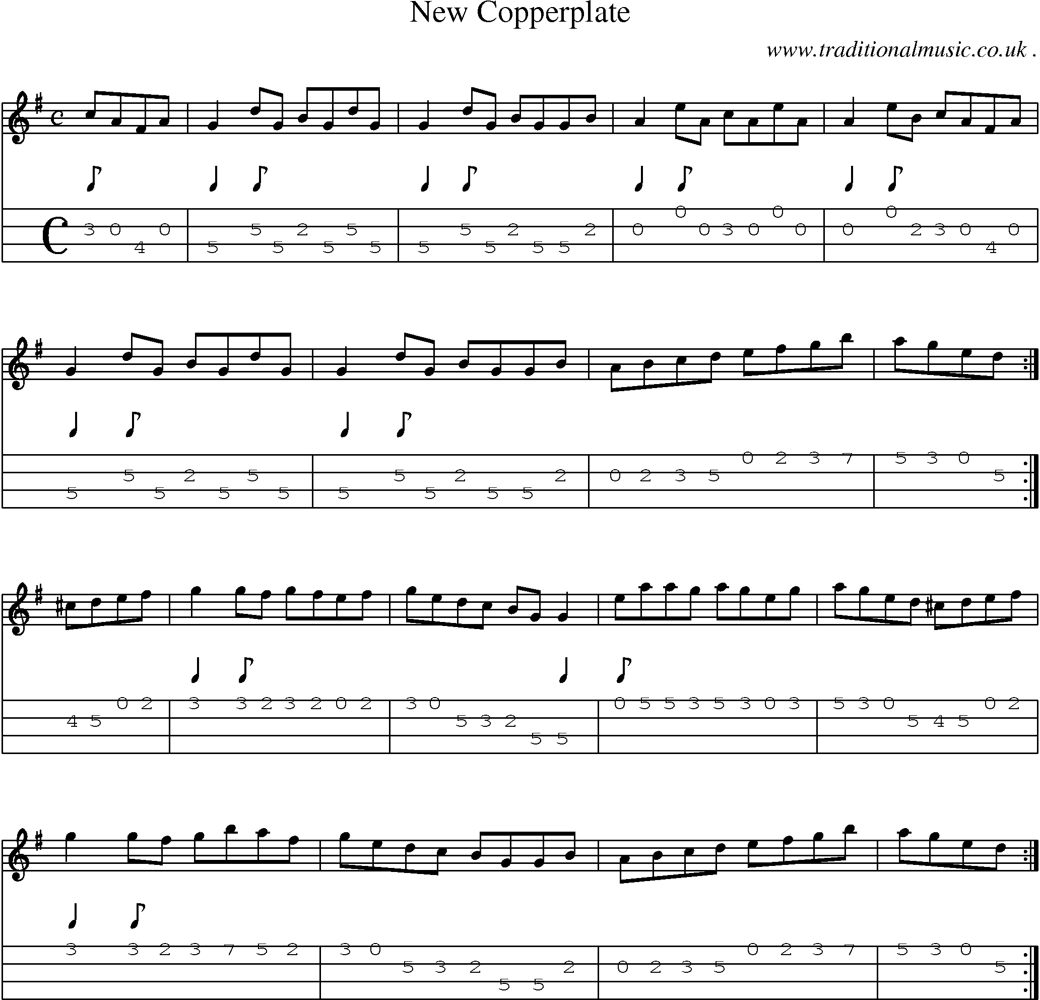 Sheet-Music and Mandolin Tabs for New Copperplate