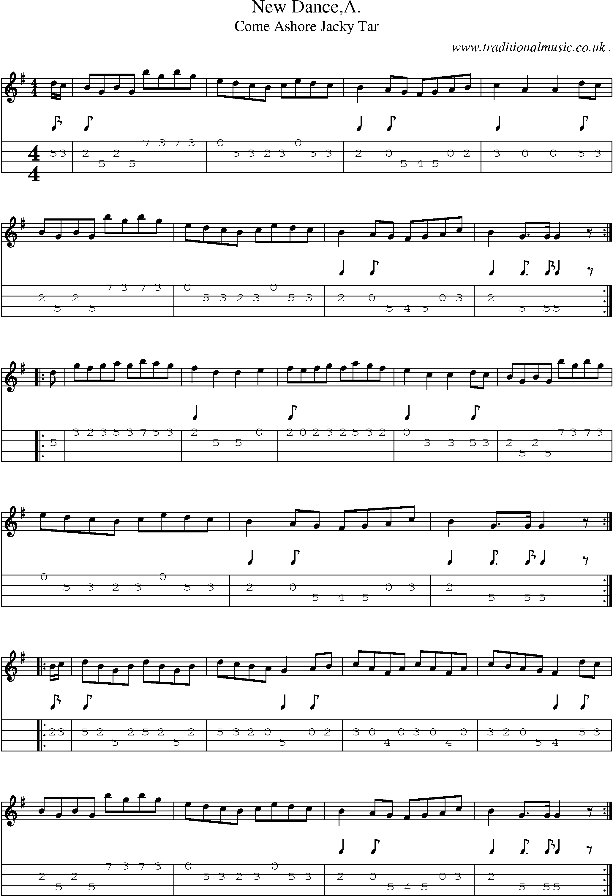 Sheet-Music and Mandolin Tabs for New Dancea