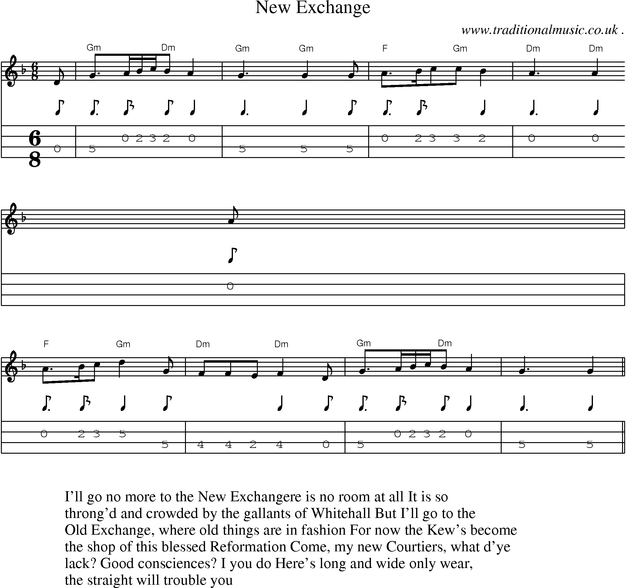 Sheet-Music and Mandolin Tabs for New Exchange
