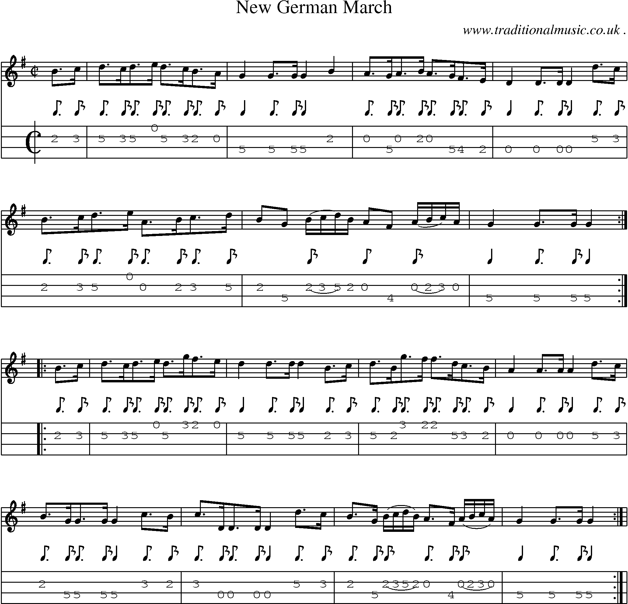 Sheet-Music and Mandolin Tabs for New German March