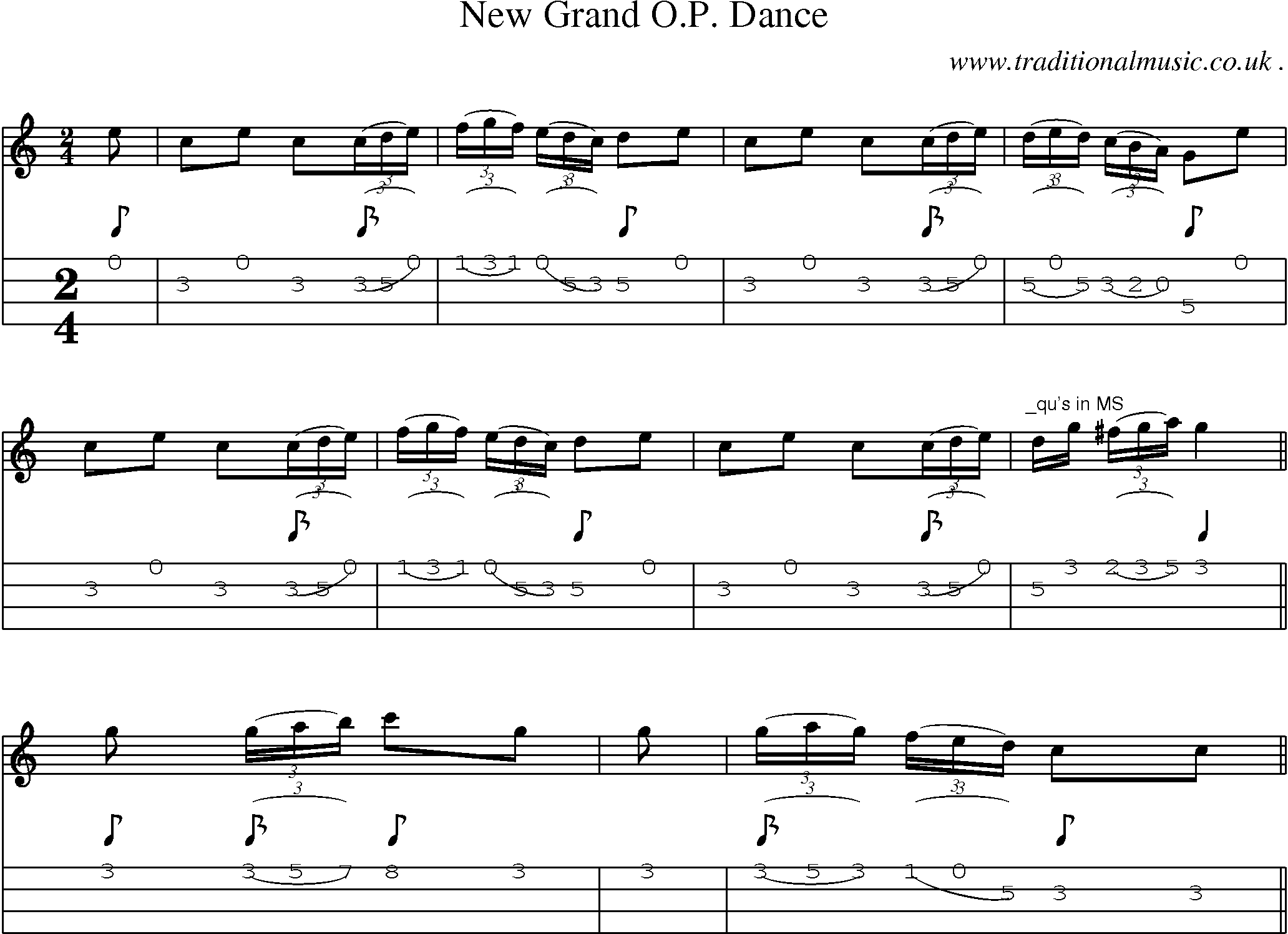 Sheet-Music and Mandolin Tabs for New Grand Op Dance