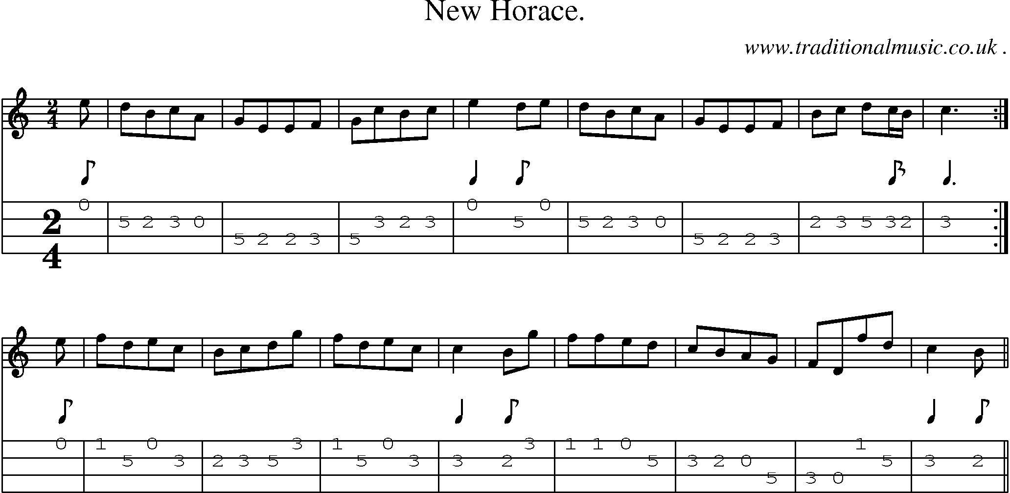 Sheet-Music and Mandolin Tabs for New Horace