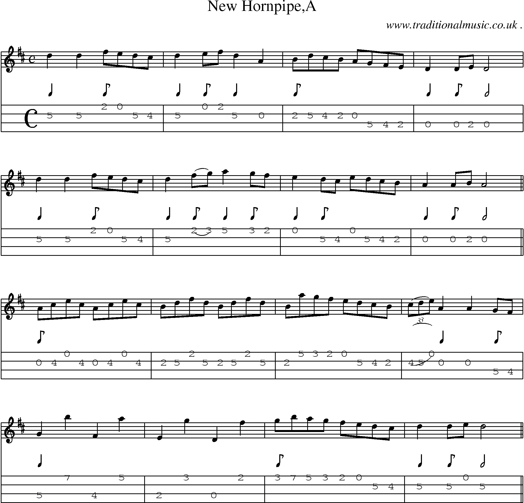 Sheet-Music and Mandolin Tabs for New Hornpipea
