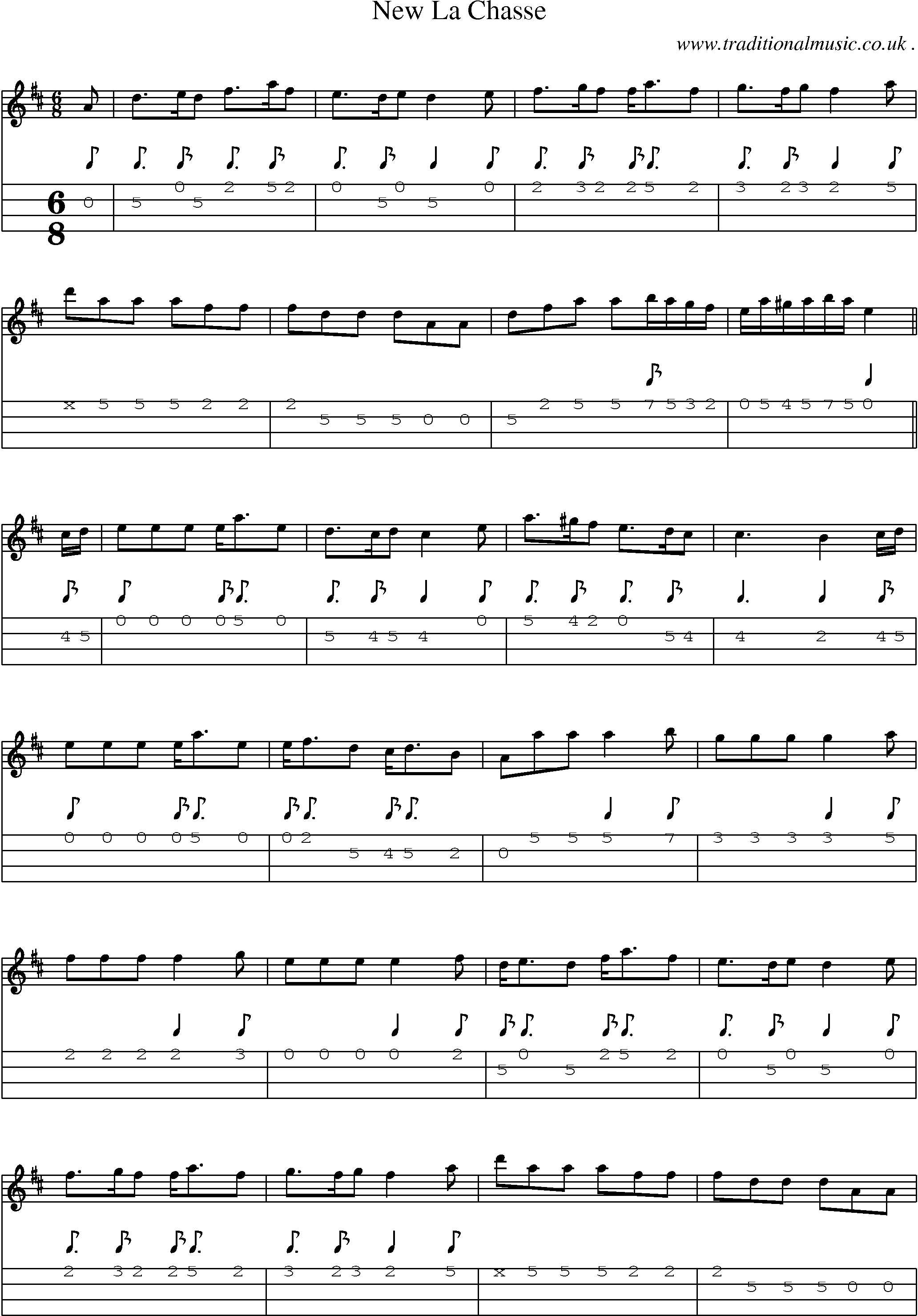Sheet-Music and Mandolin Tabs for New La Chasse