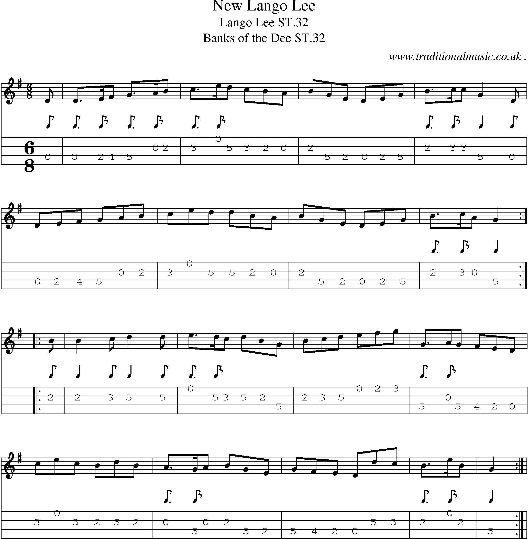 Sheet-Music and Mandolin Tabs for New Lango Lee