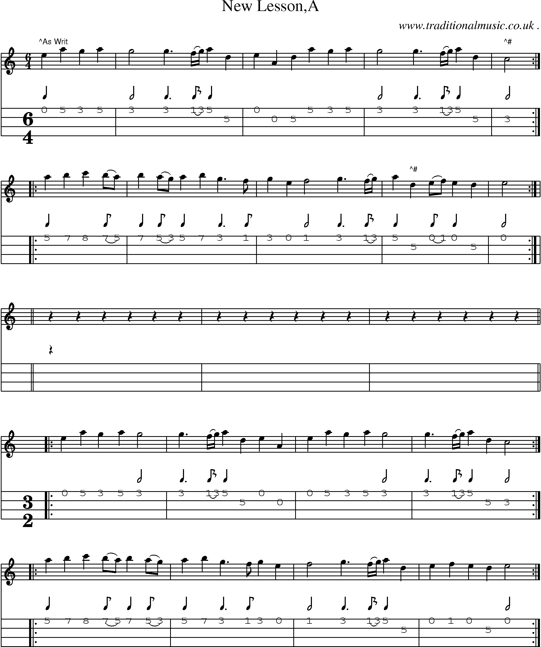 Sheet-Music and Mandolin Tabs for New Lessona
