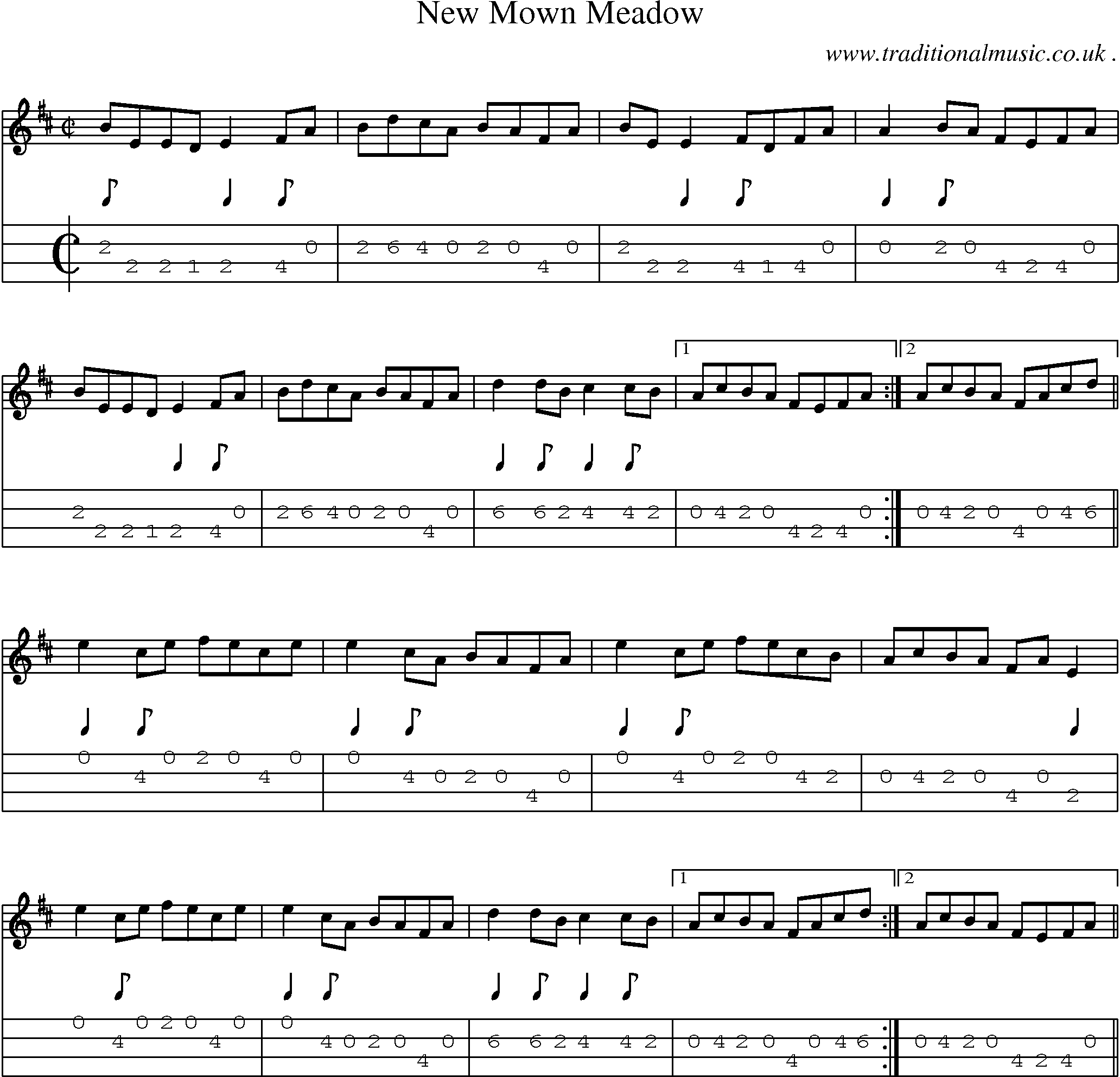 Sheet-Music and Mandolin Tabs for New Mown Meadow