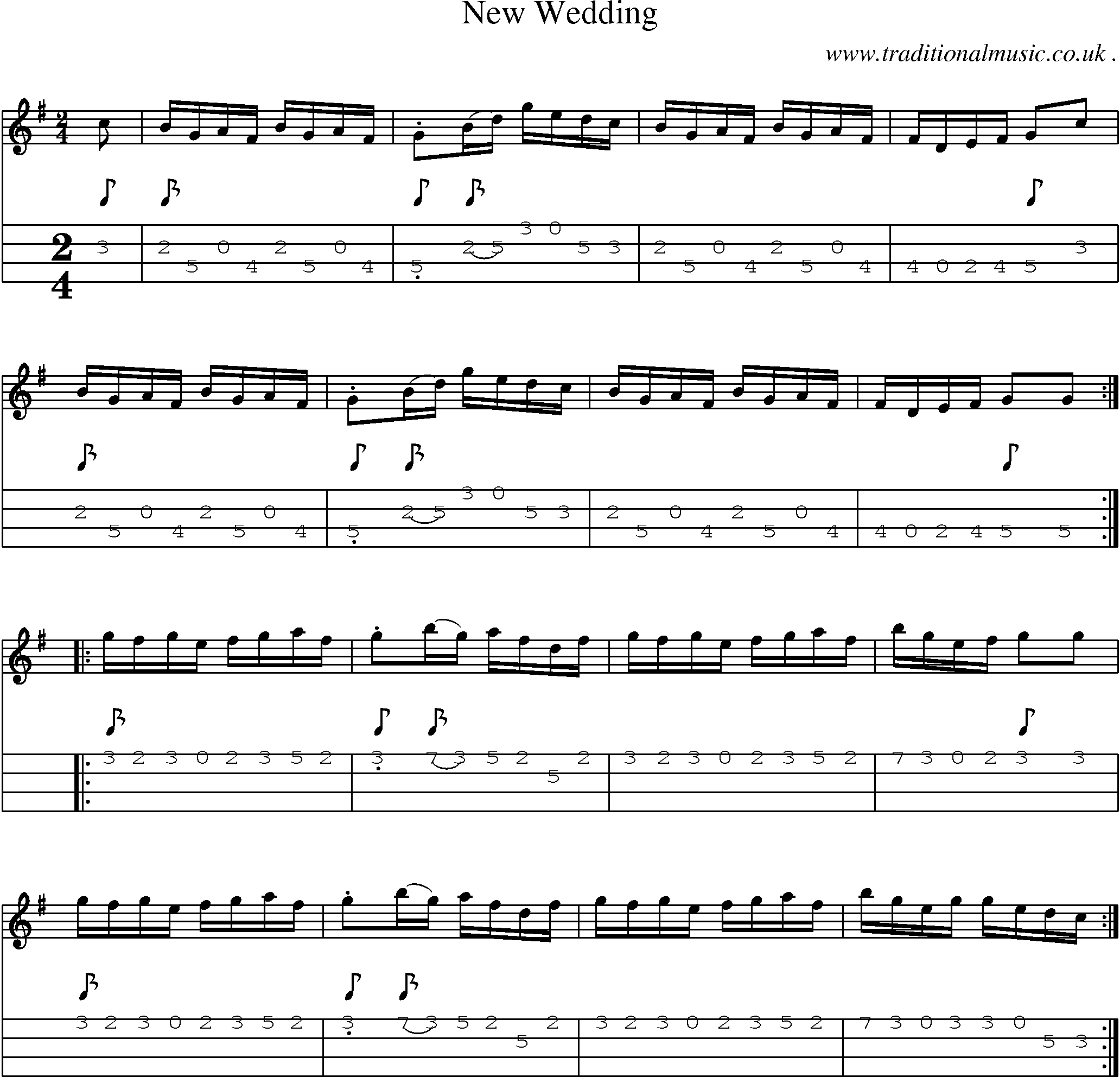 Sheet-Music and Mandolin Tabs for New Wedding