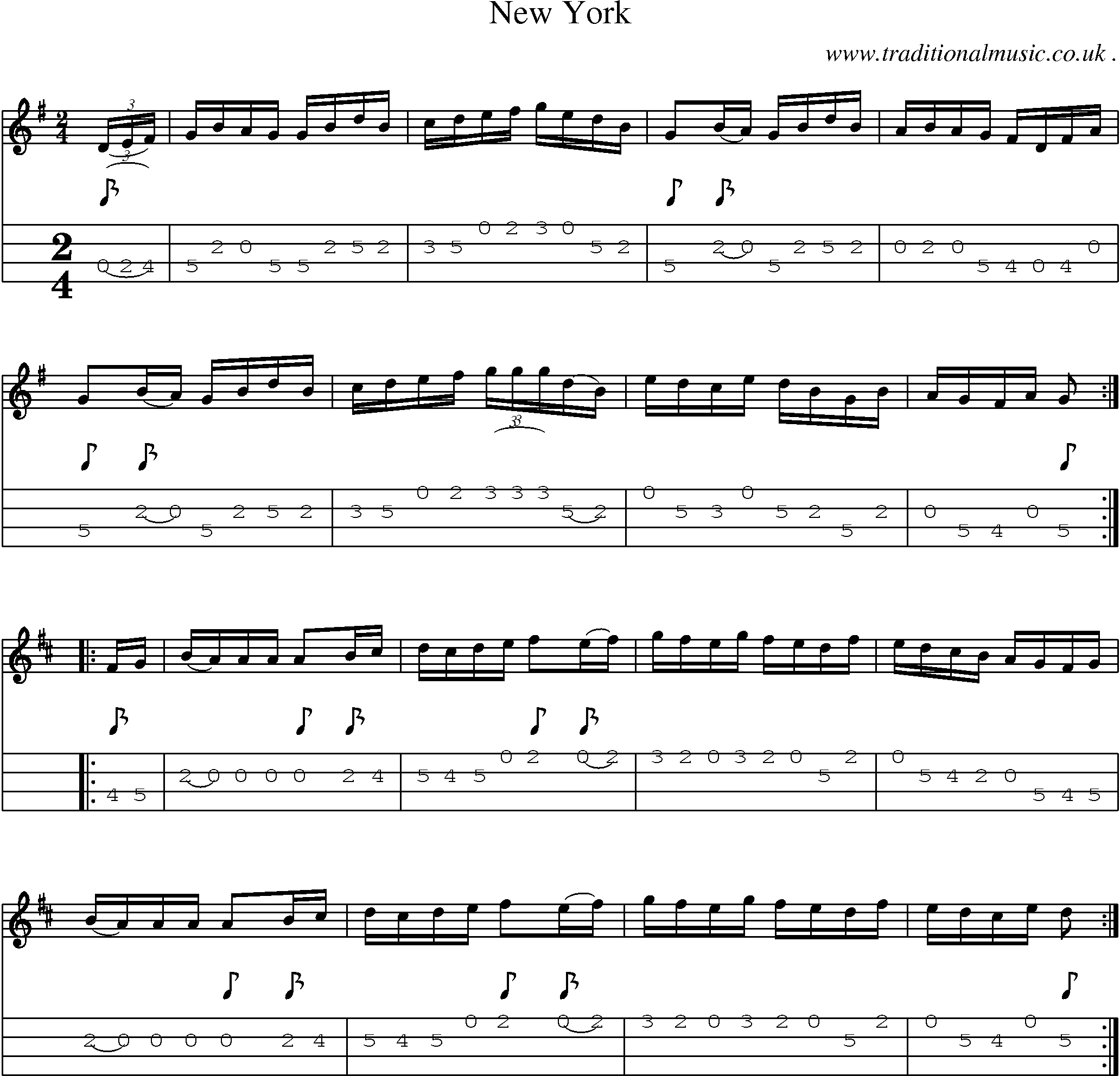 Sheet-Music and Mandolin Tabs for New York