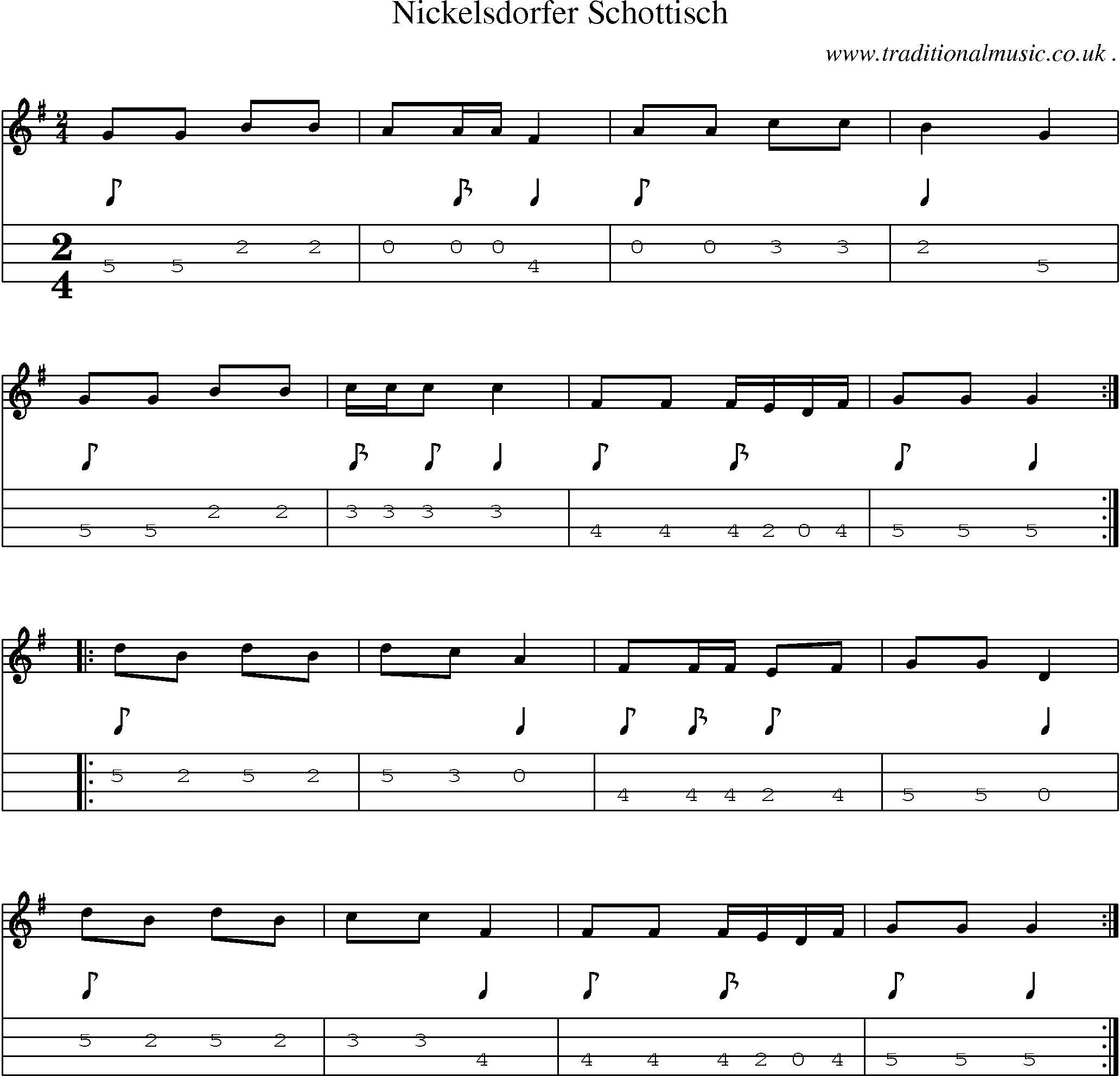 Sheet-Music and Mandolin Tabs for Nickelsdorfer Schottisch