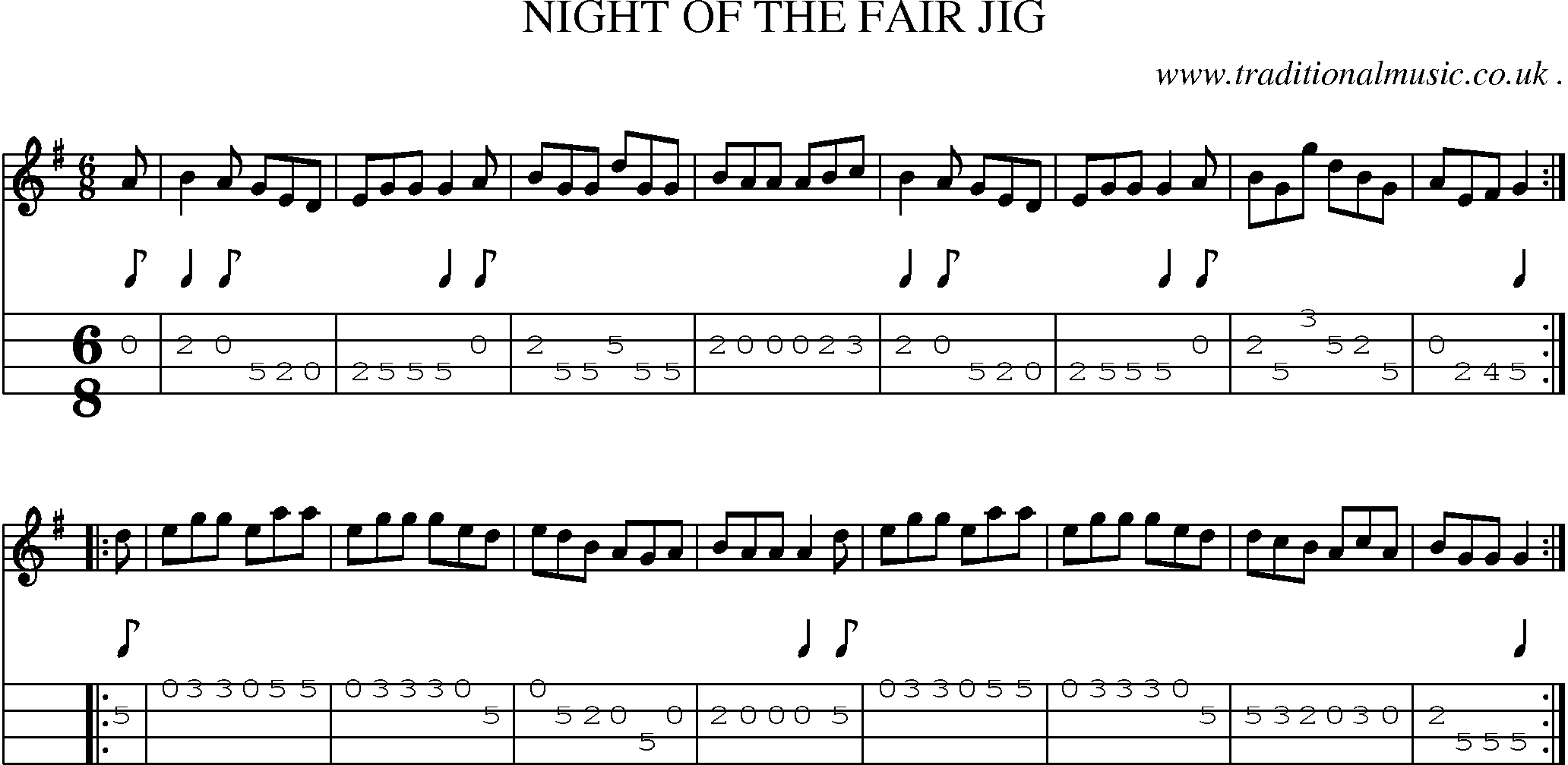 Sheet-Music and Mandolin Tabs for Night Of The Fair Jig