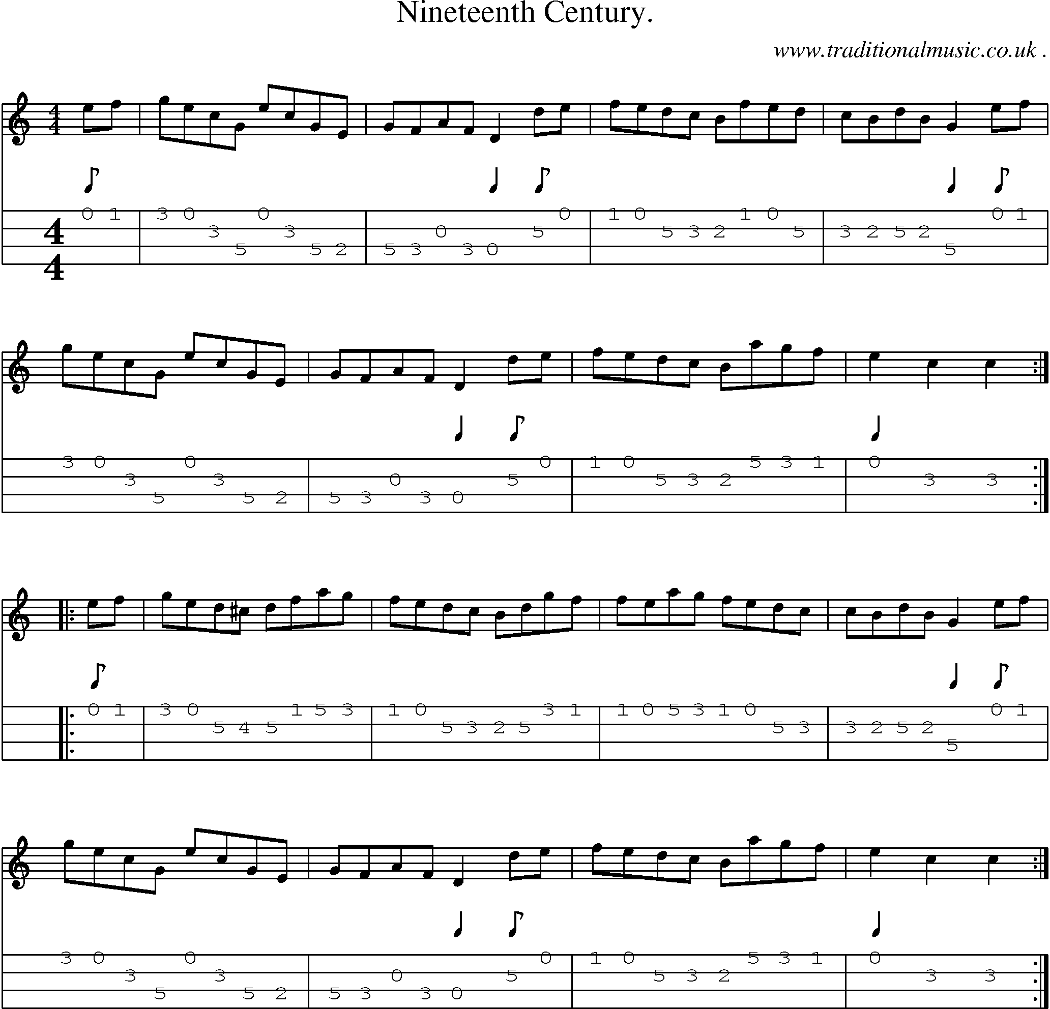 Sheet-Music and Mandolin Tabs for Nineteenth Century
