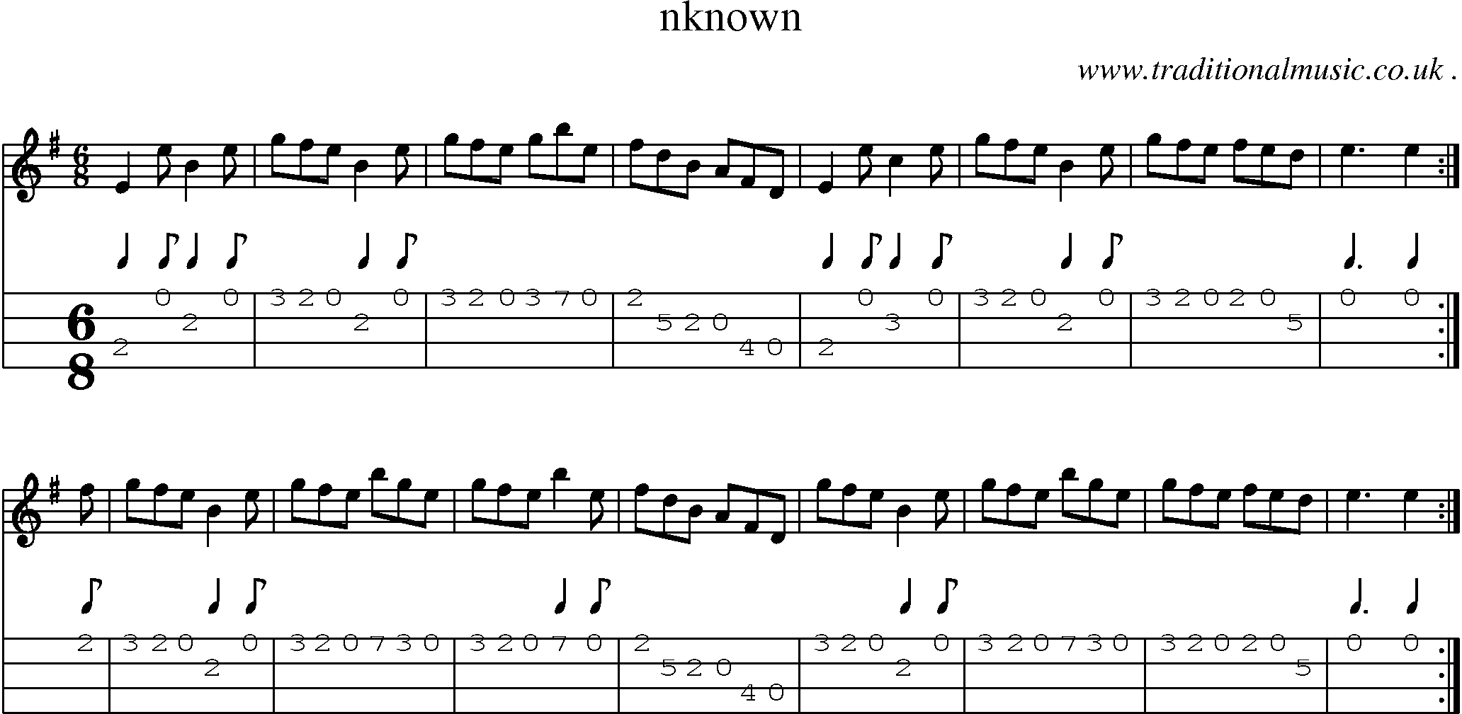 Sheet-Music and Mandolin Tabs for Nknown