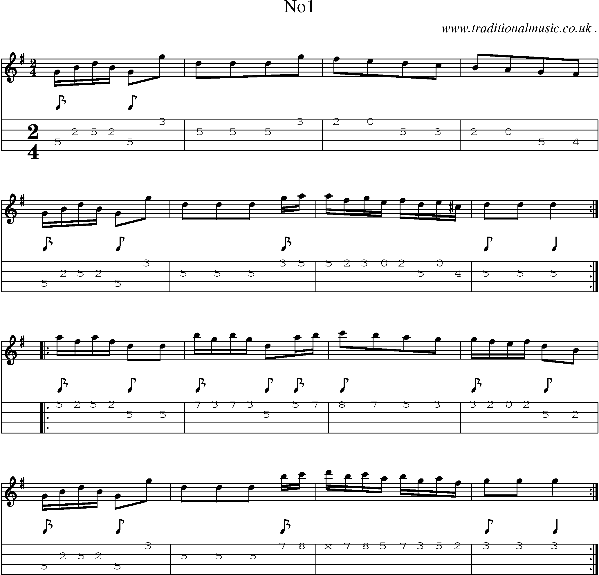 Sheet-Music and Mandolin Tabs for No1