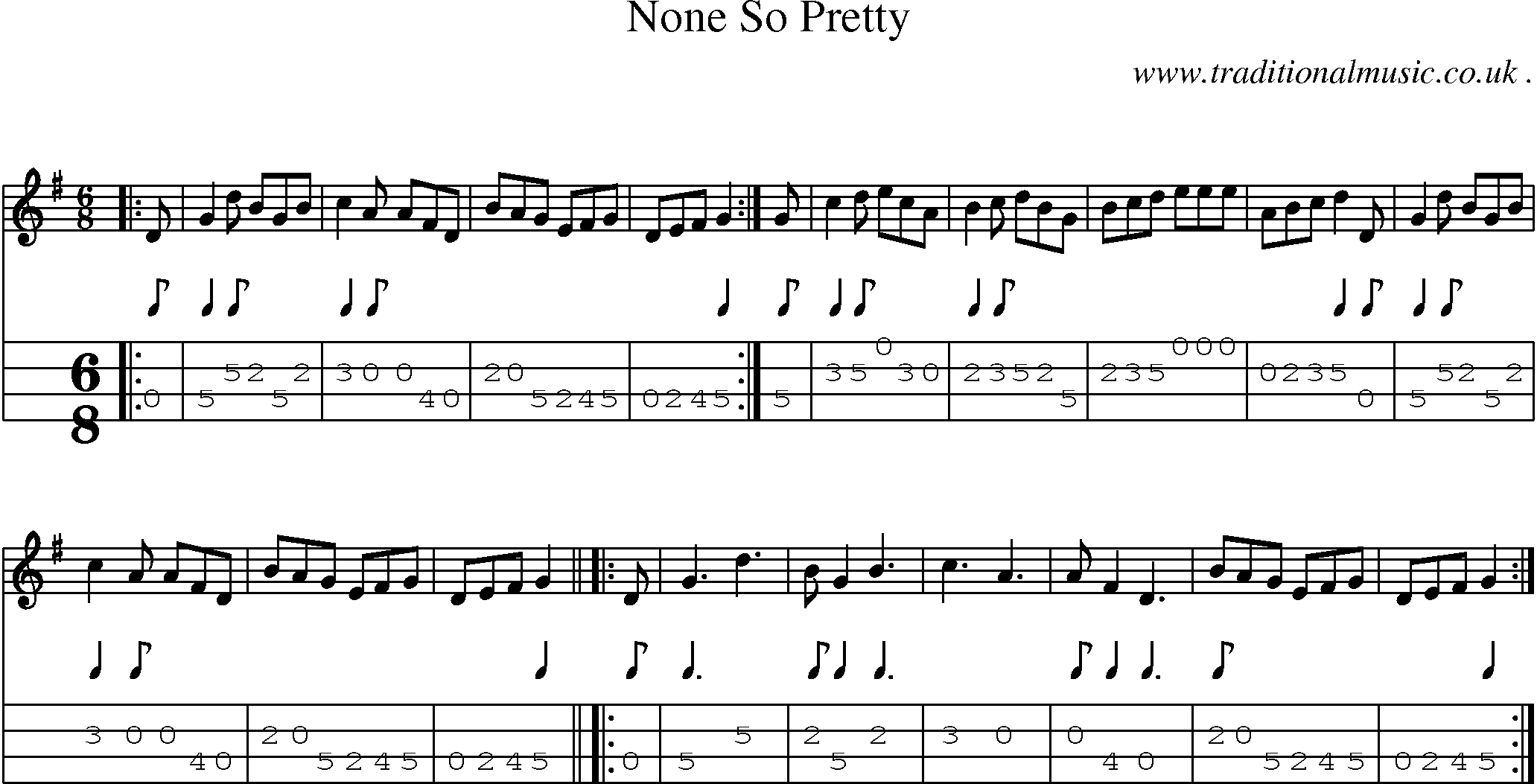 Sheet-Music and Mandolin Tabs for None So Pretty