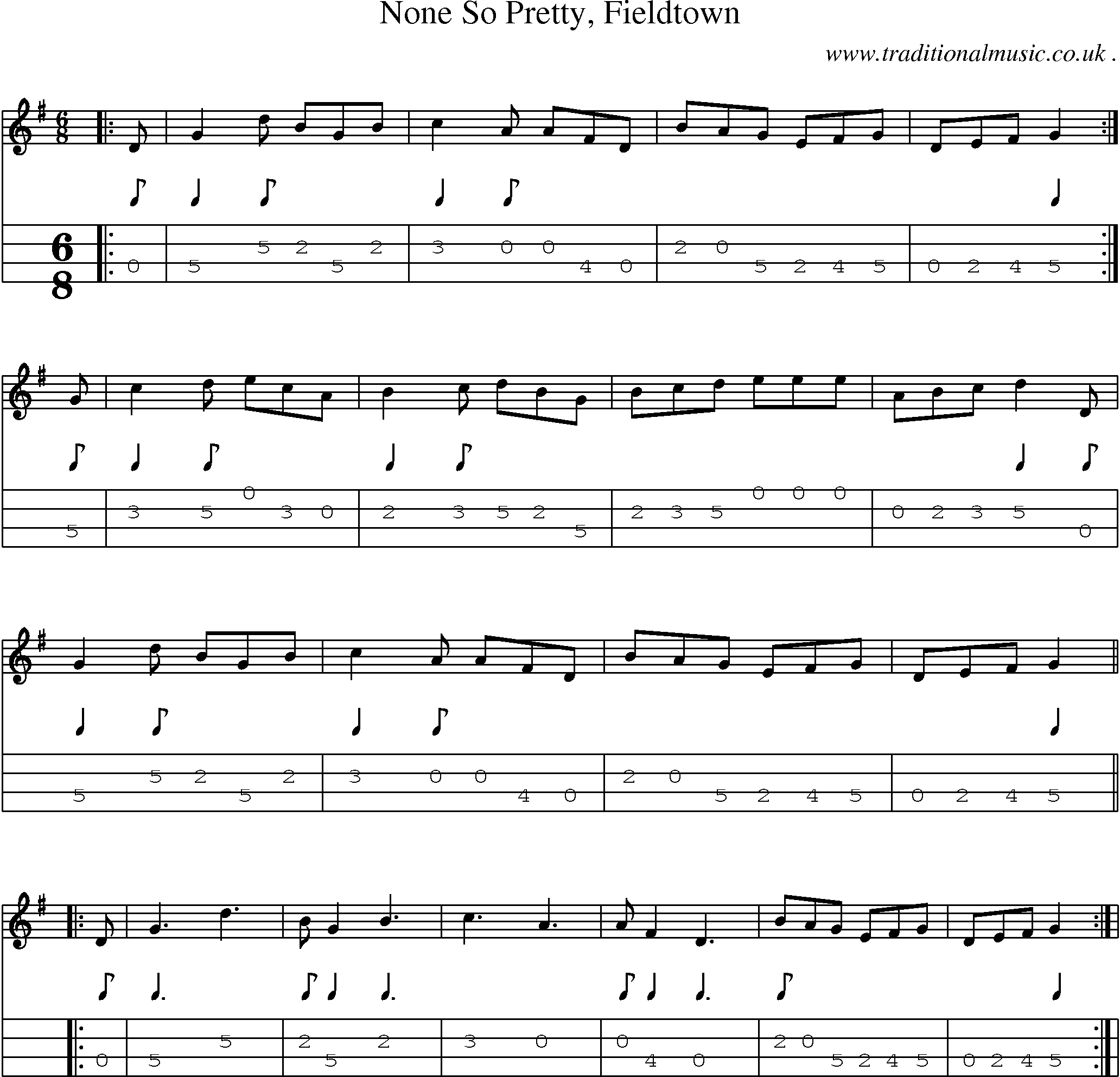 Sheet-Music and Mandolin Tabs for None So Pretty Fieldtown