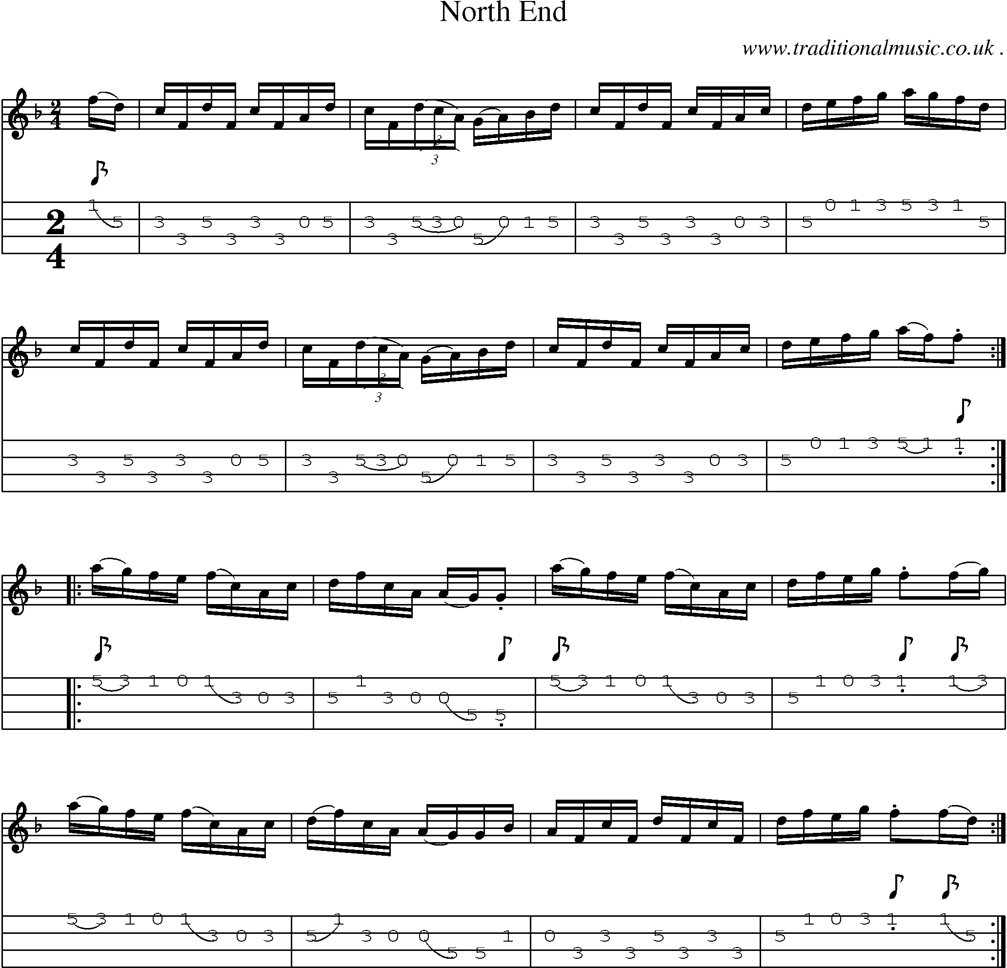 Sheet-Music and Mandolin Tabs for North End