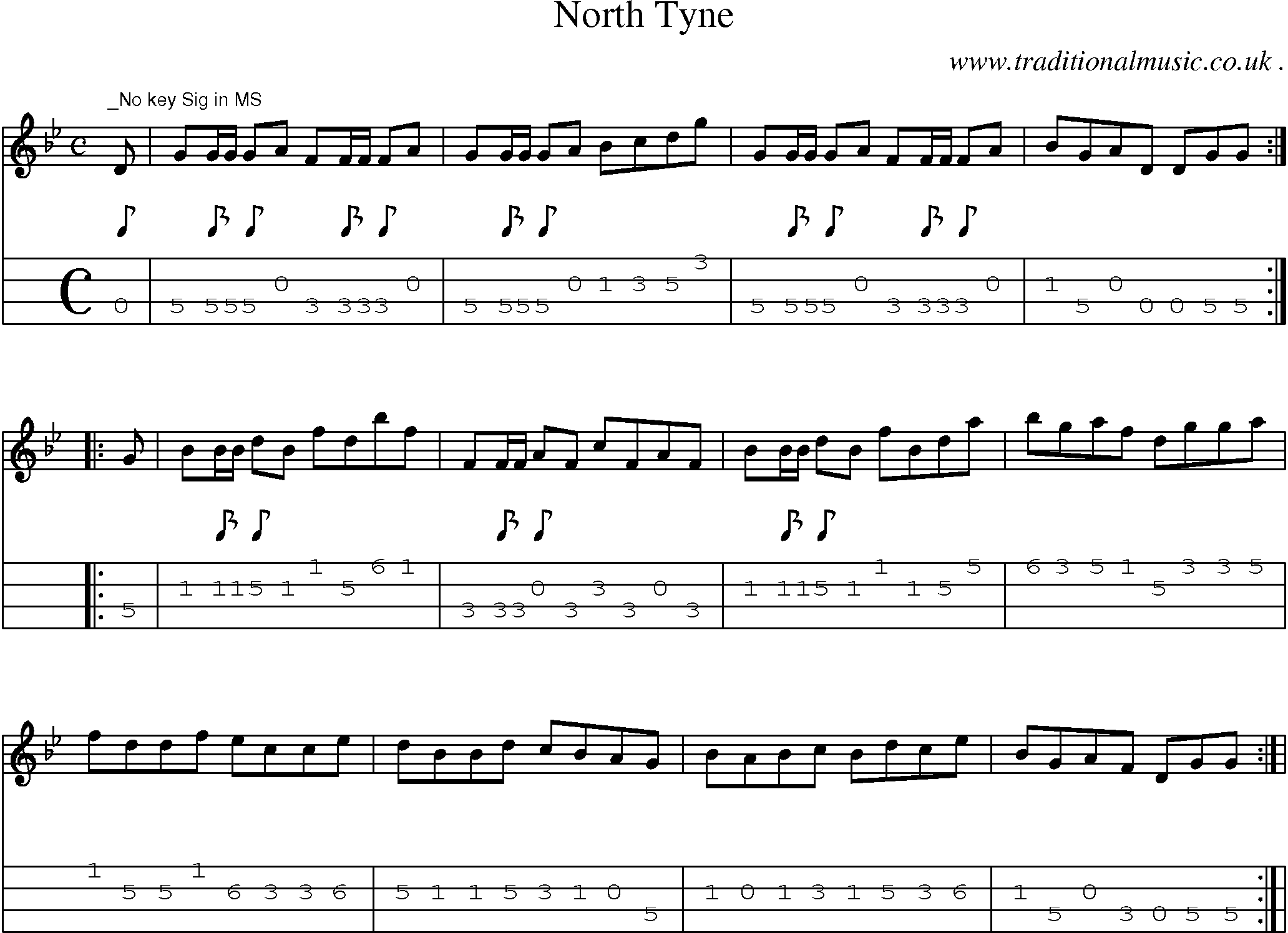 Sheet-Music and Mandolin Tabs for North Tyne