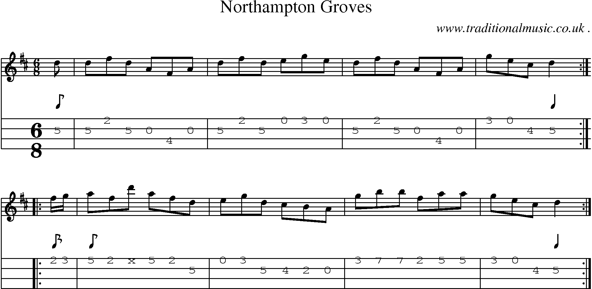 Sheet-Music and Mandolin Tabs for Northampton Groves