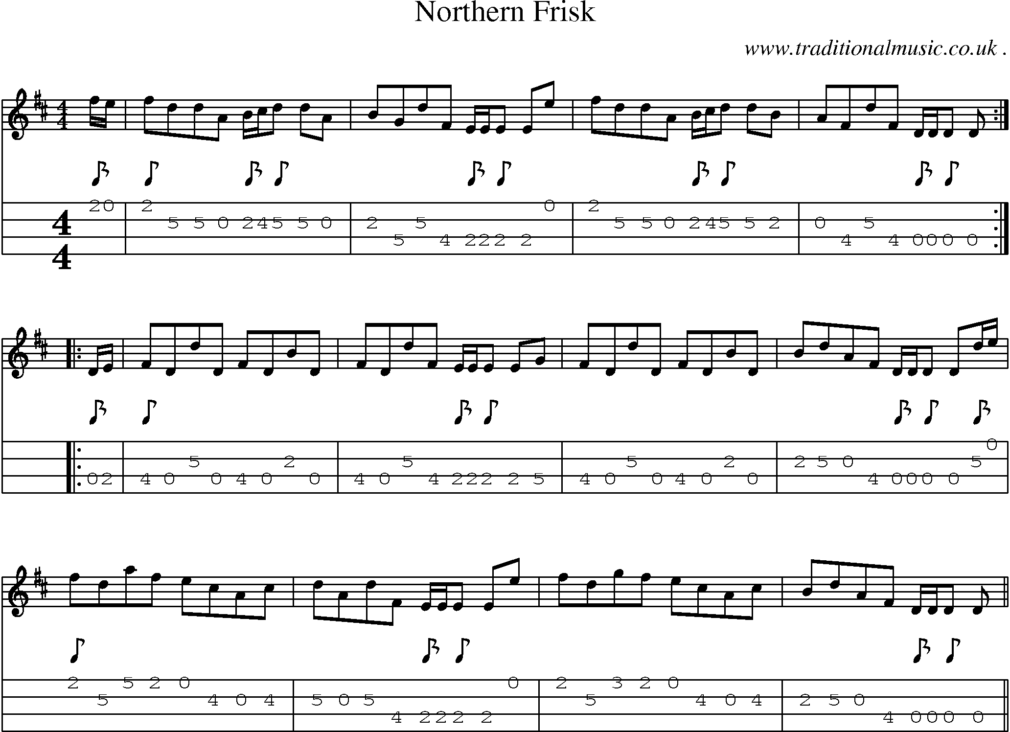 Sheet-Music and Mandolin Tabs for Northern Frisk