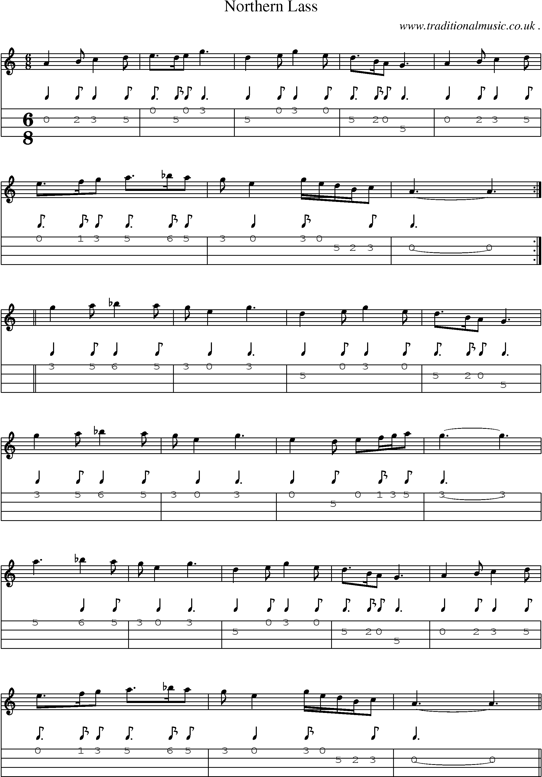 Sheet-Music and Mandolin Tabs for Northern Lass