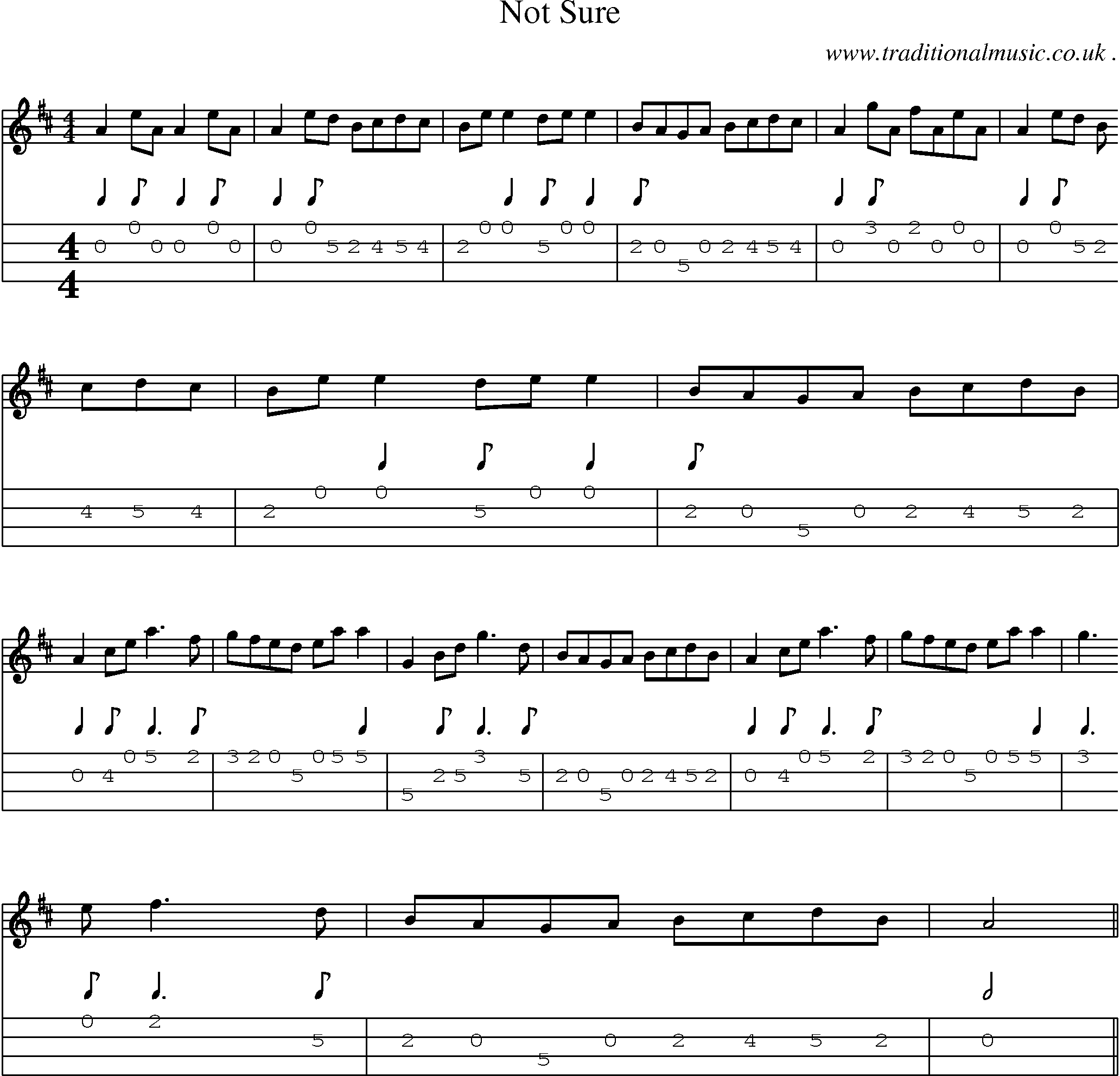 Sheet-Music and Mandolin Tabs for Not Sure