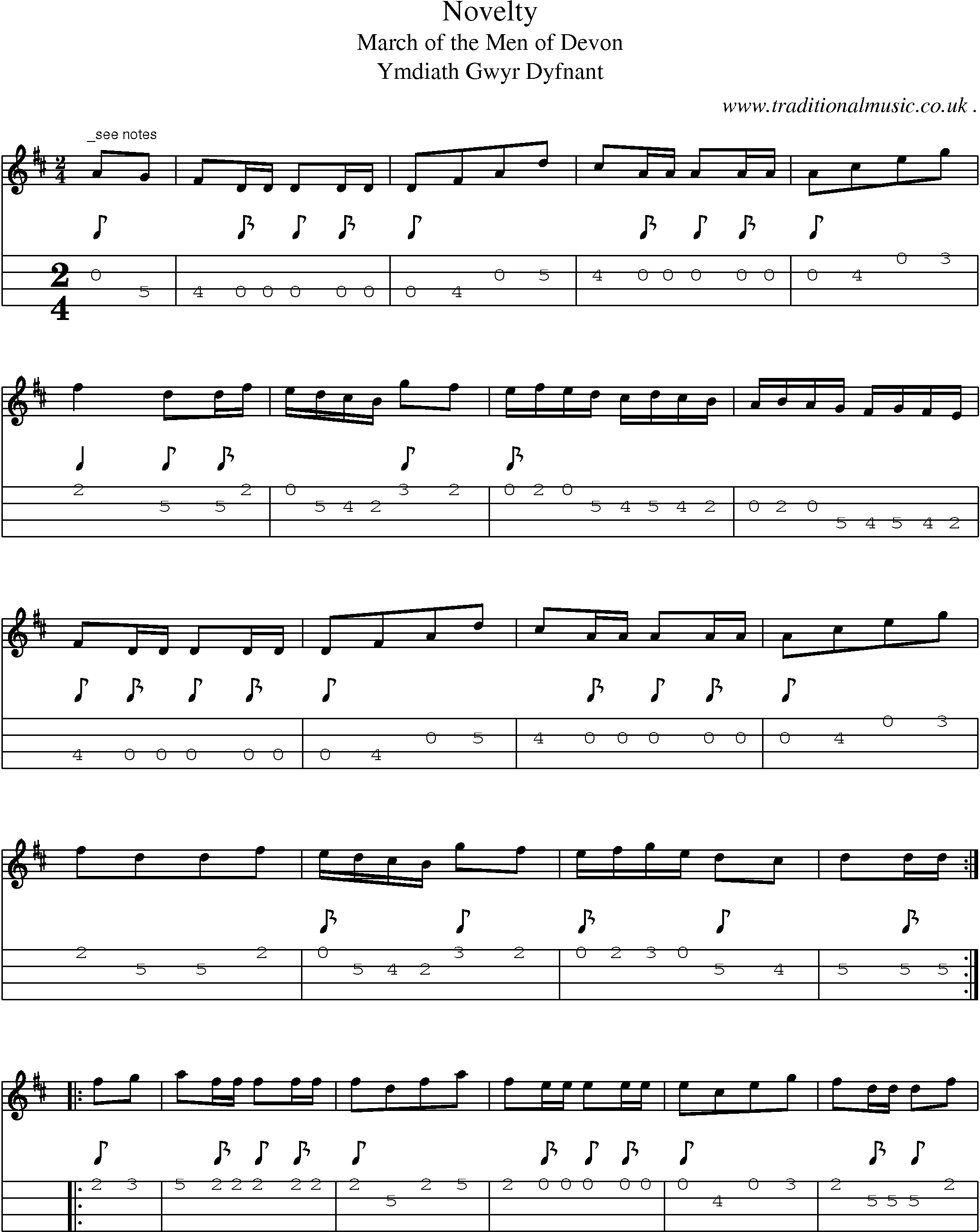 Sheet-Music and Mandolin Tabs for Novelty