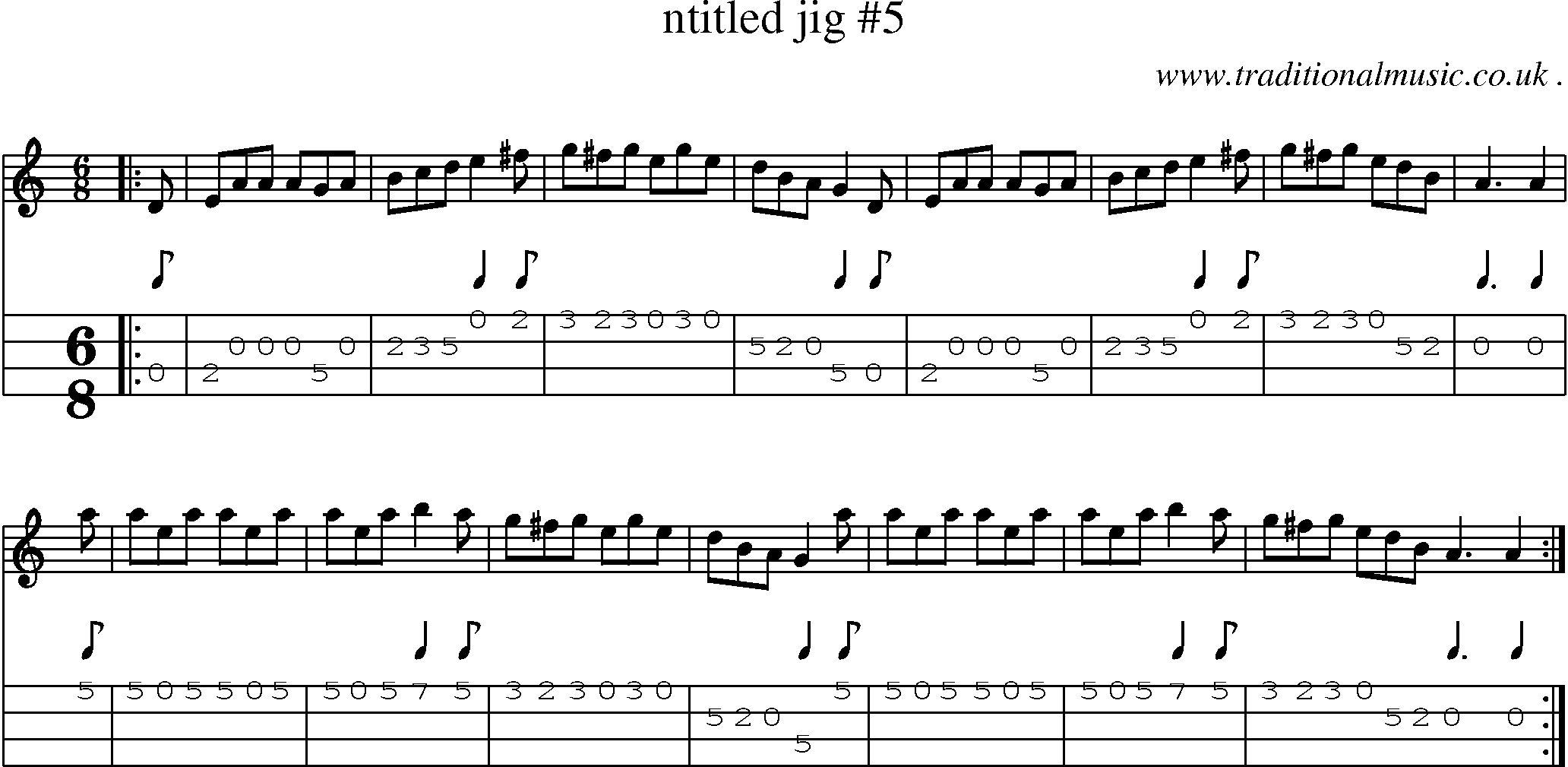Sheet-Music and Mandolin Tabs for Ntitled Jig 5