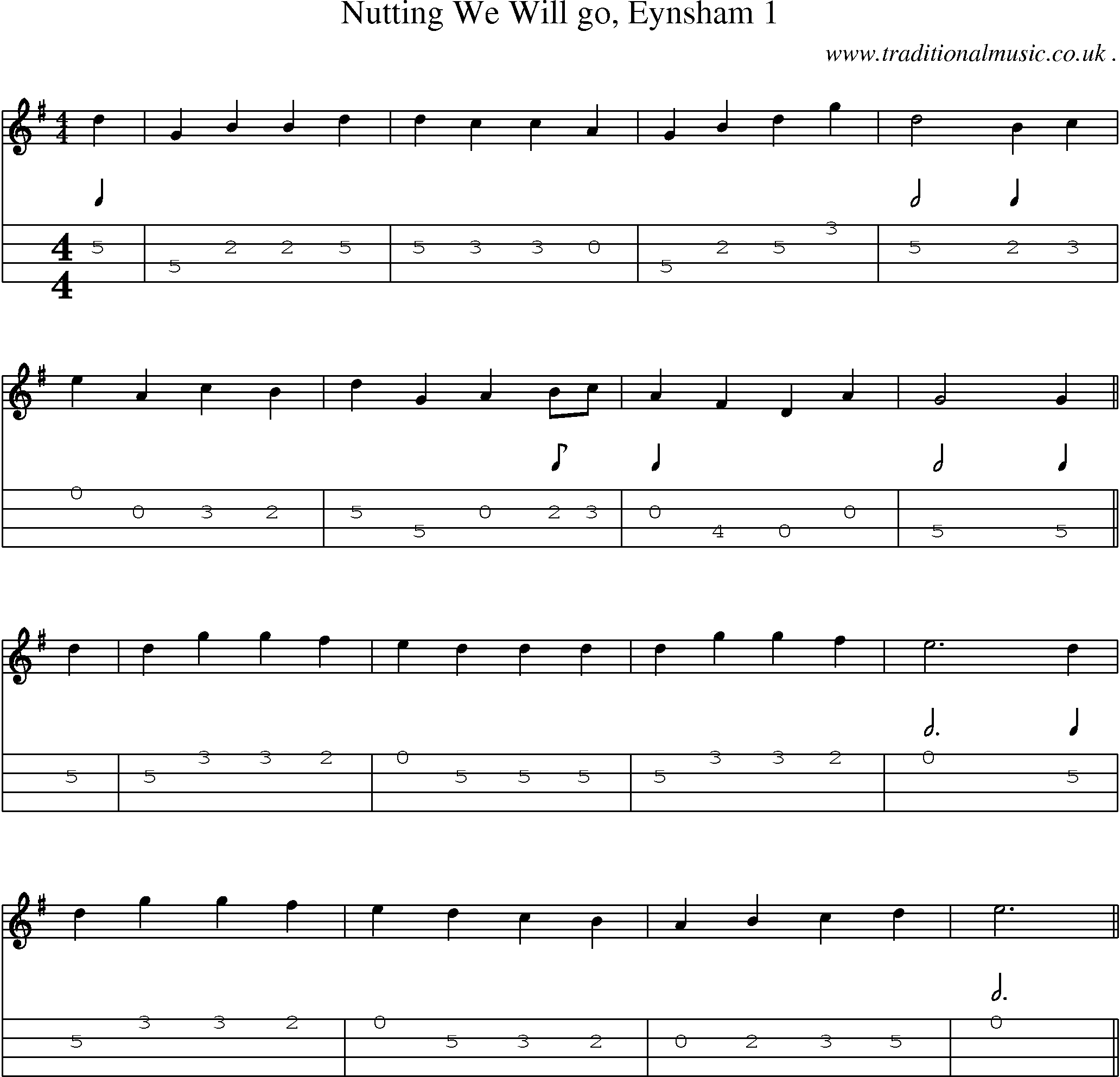 Sheet-Music and Mandolin Tabs for Nutting We Will Go Eynsham 1