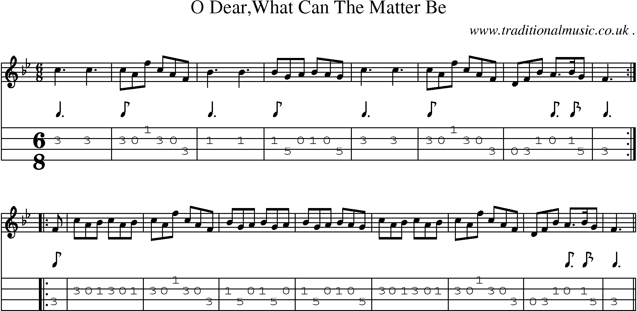 Sheet-Music and Mandolin Tabs for O Dearwhat Can The Matter Be
