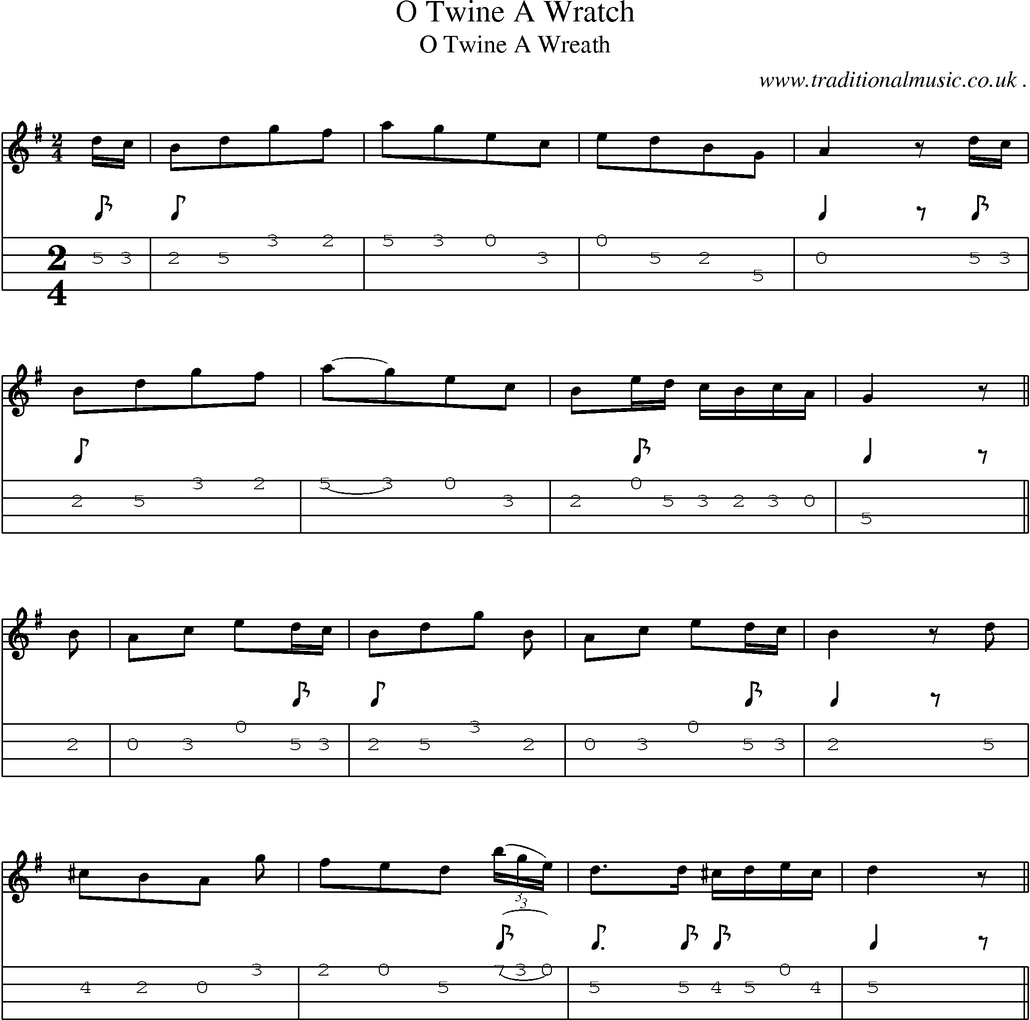 Sheet-Music and Mandolin Tabs for O Twine A Wratch