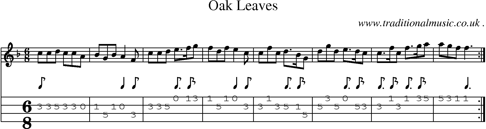 Sheet-Music and Mandolin Tabs for Oak Leaves