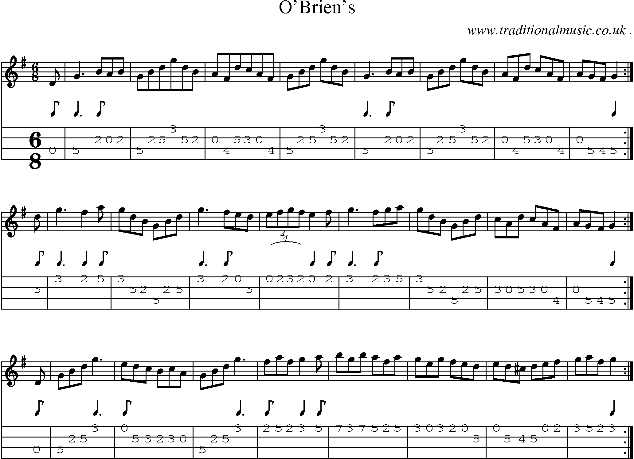 Sheet-Music and Mandolin Tabs for Obriens