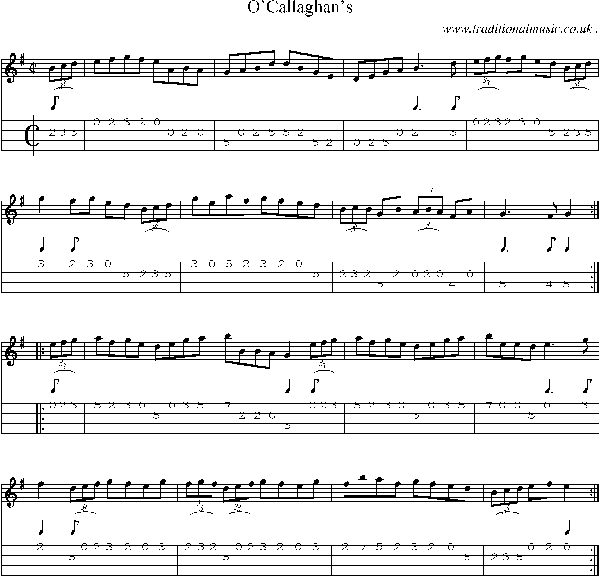 Sheet-Music and Mandolin Tabs for Ocallaghans