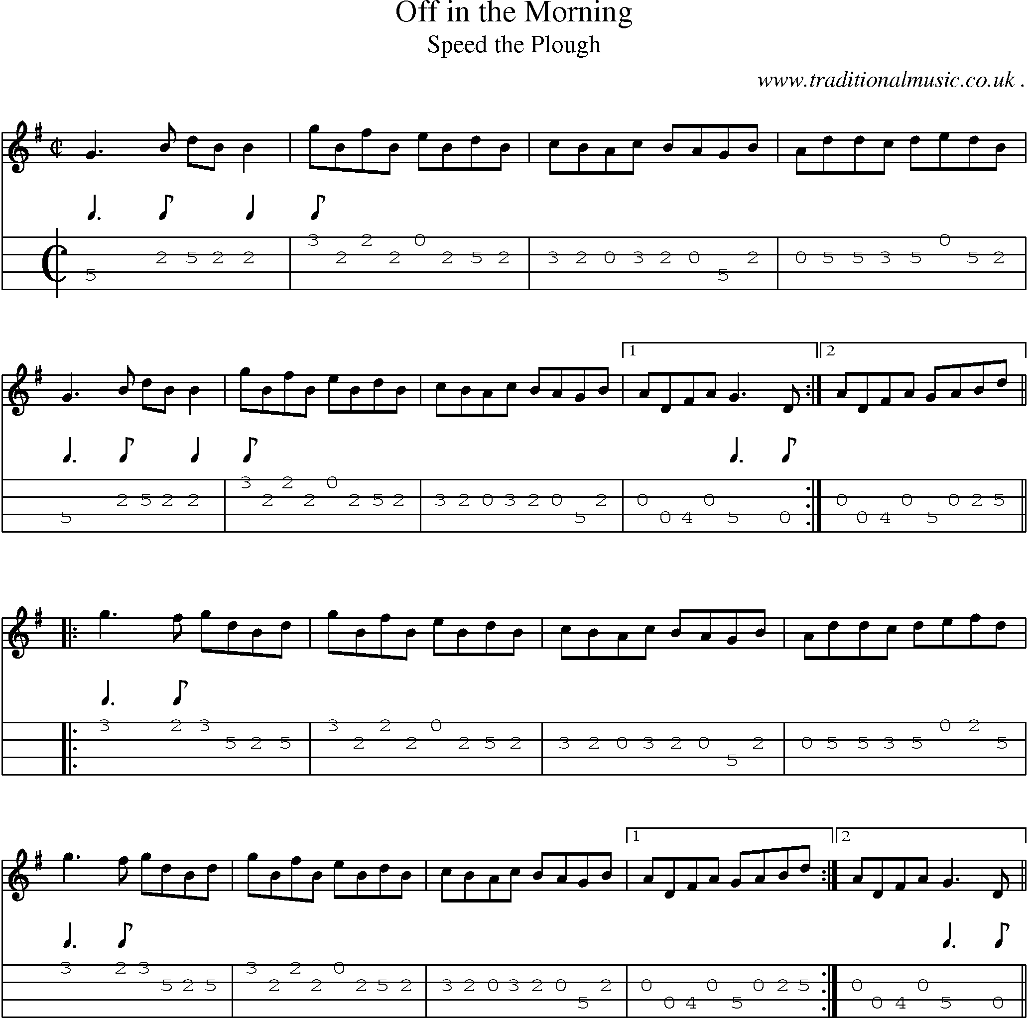 Sheet-Music and Mandolin Tabs for Off In The Morning