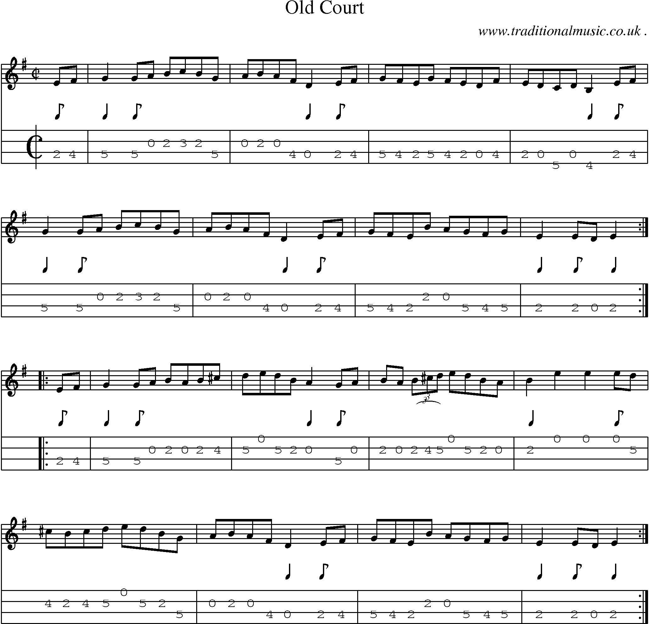 Sheet-Music and Mandolin Tabs for Old Court
