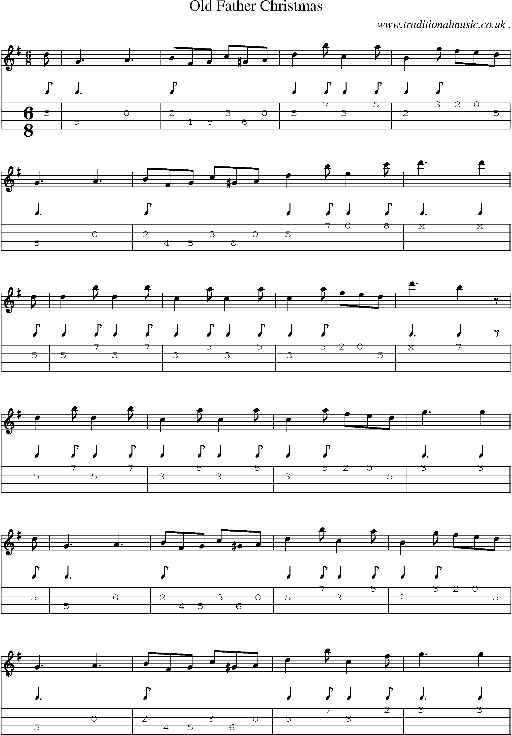 Sheet-Music and Mandolin Tabs for Old Father Christmas