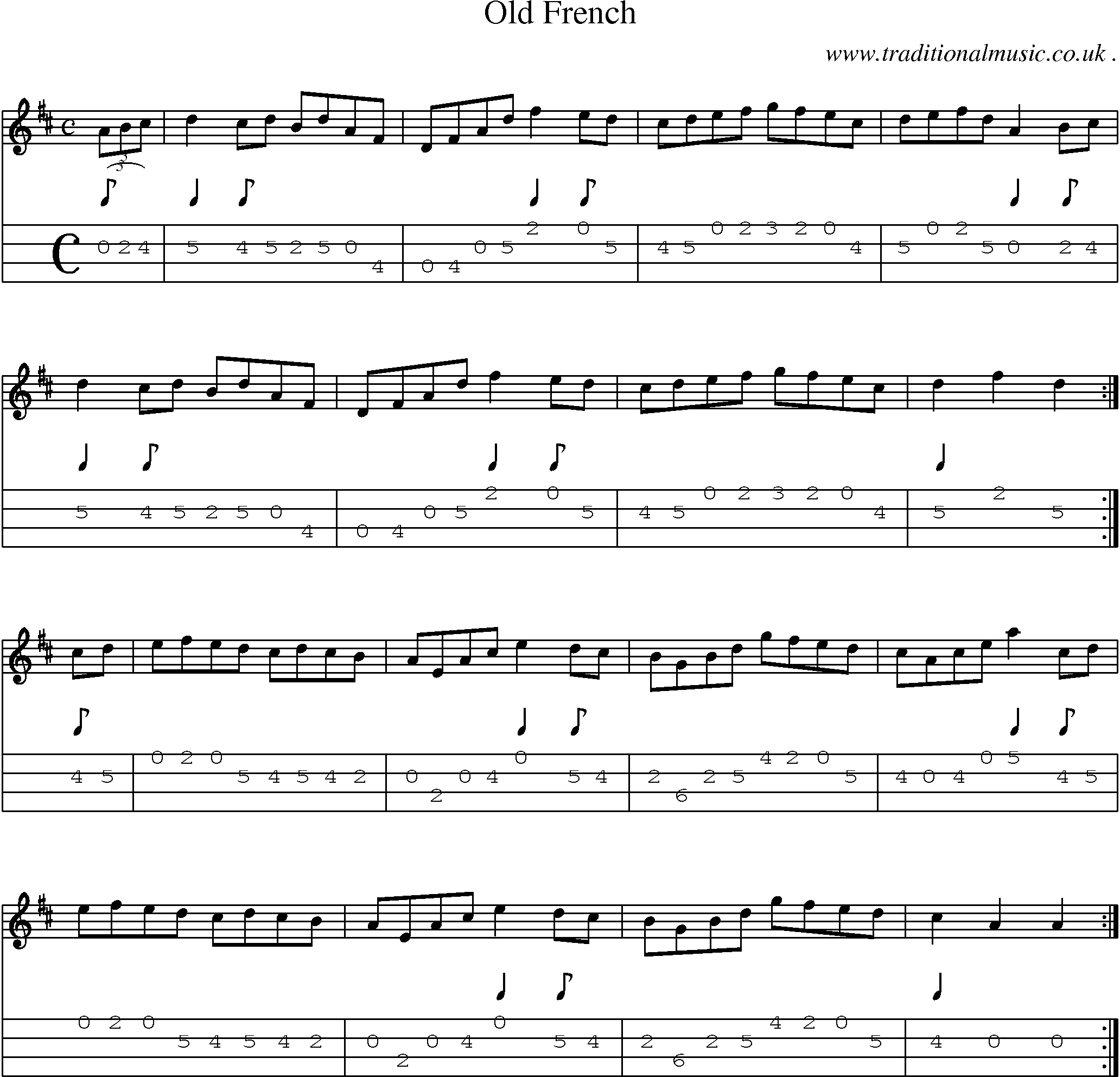 Sheet-Music and Mandolin Tabs for Old French
