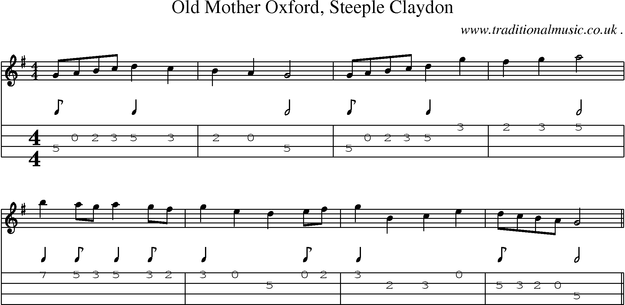 Sheet-Music and Mandolin Tabs for Old Mother Oxford Steeple Claydon