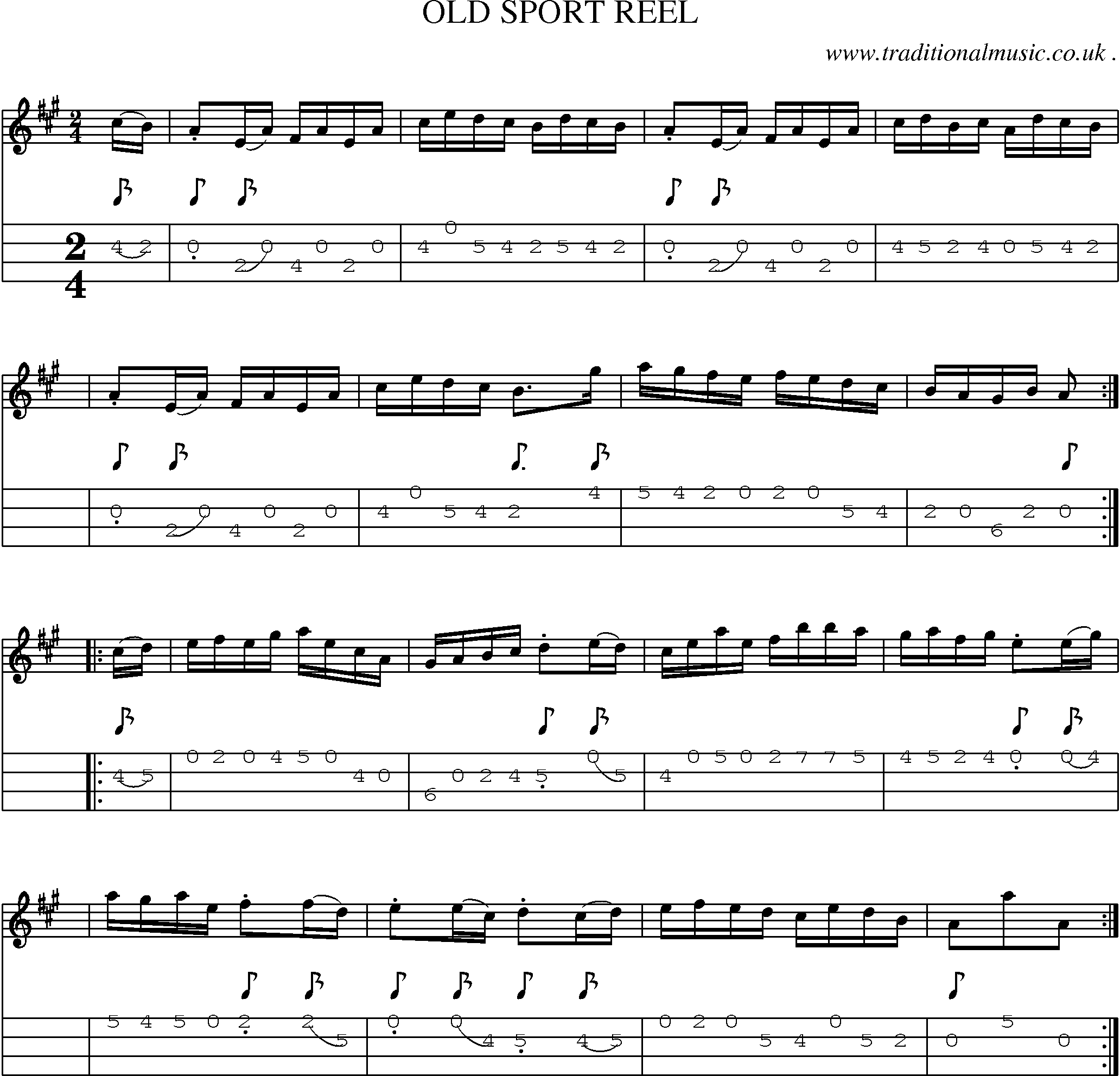 Sheet-Music and Mandolin Tabs for Old Sport Reel